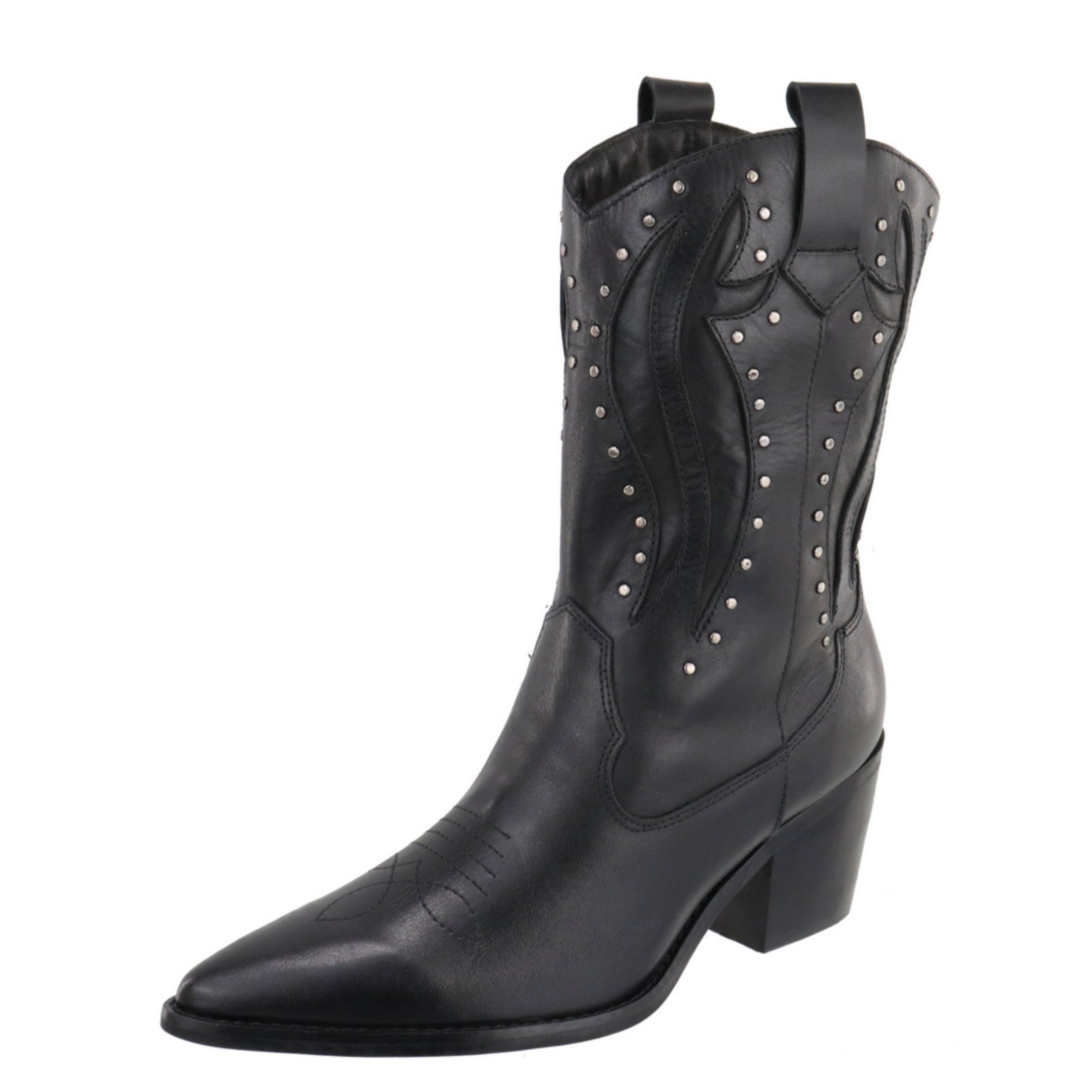 Vista 2 Bota Texana Country Western Cravo em Couro Feminina Maria Paula preto preto