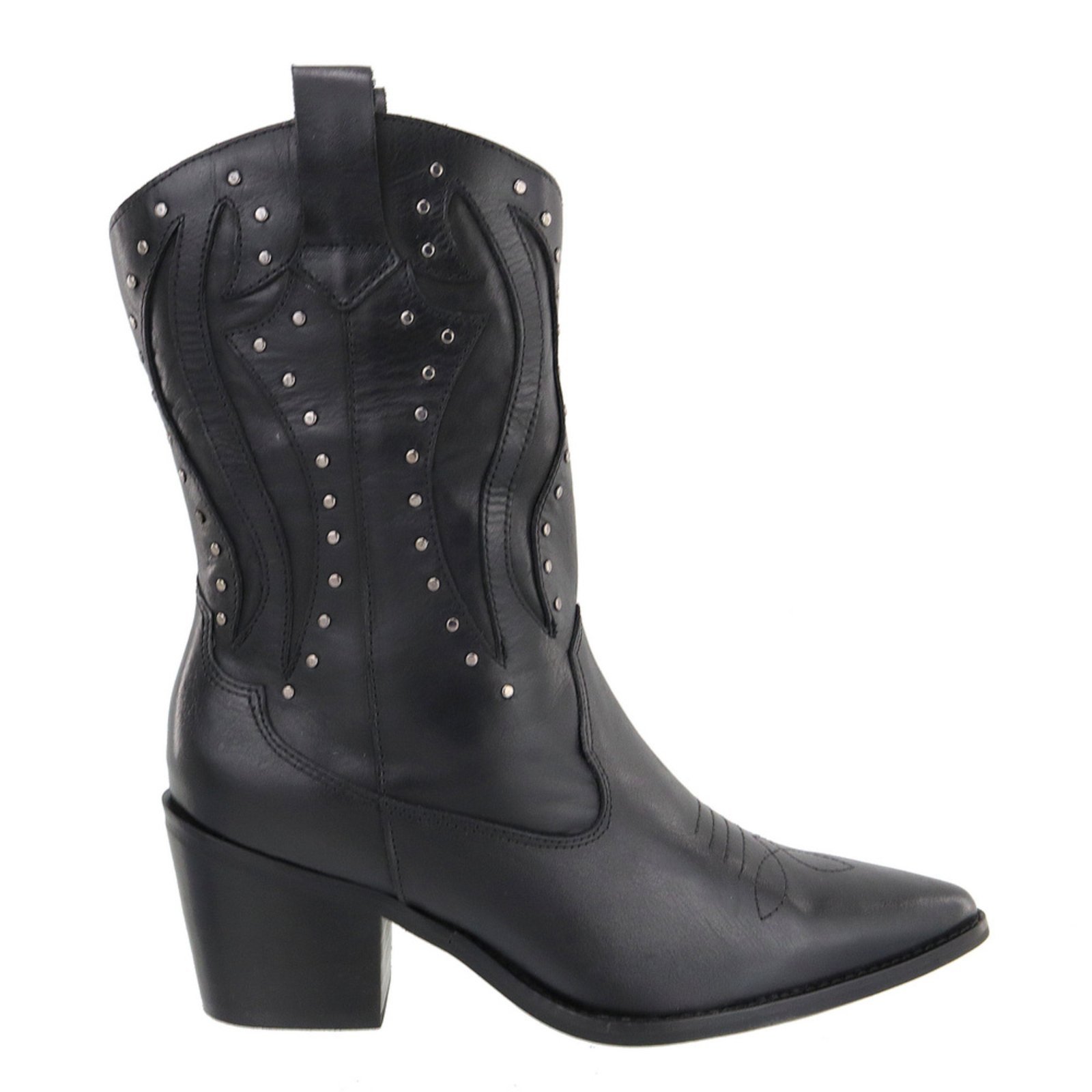 Vista 3 Bota Texana Country Western Cravo em Couro Feminina Maria Paula preto preto