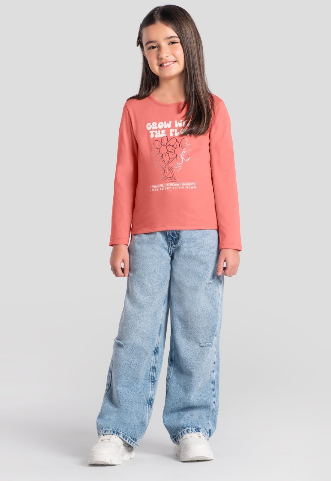 Infantil - Calça Jeans menina wide leg Brandili