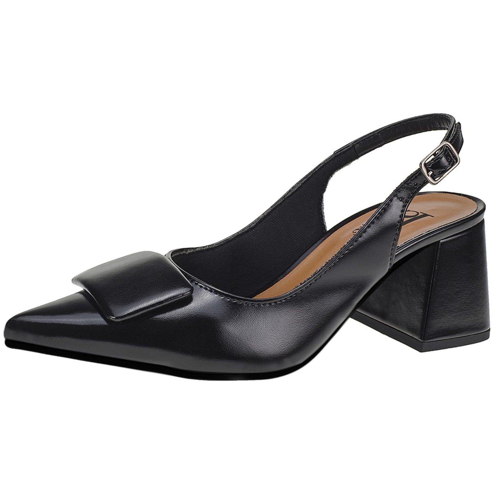 Scarpin Sapato Social Feminino Lóris Shoes Slingback com Enfeite Quadrado 18203 Preto
