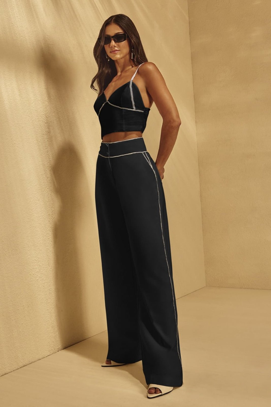 CALCA WIDE LEG NAUTICA PRETO Gatabakana