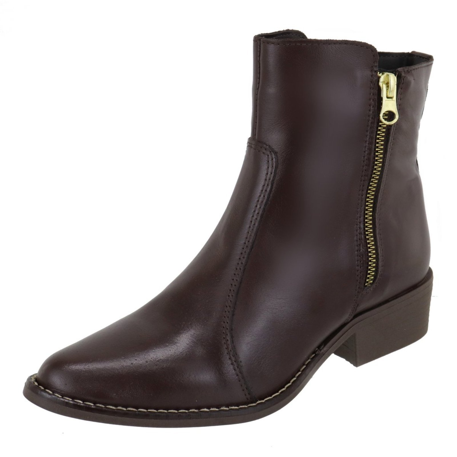 Bota Feminina Cano Baixo Bico Fino Couro Chocolate Tellini Store Bota Feminina Cano Baixo Bico Fino Couro Chocolate Tellini Store