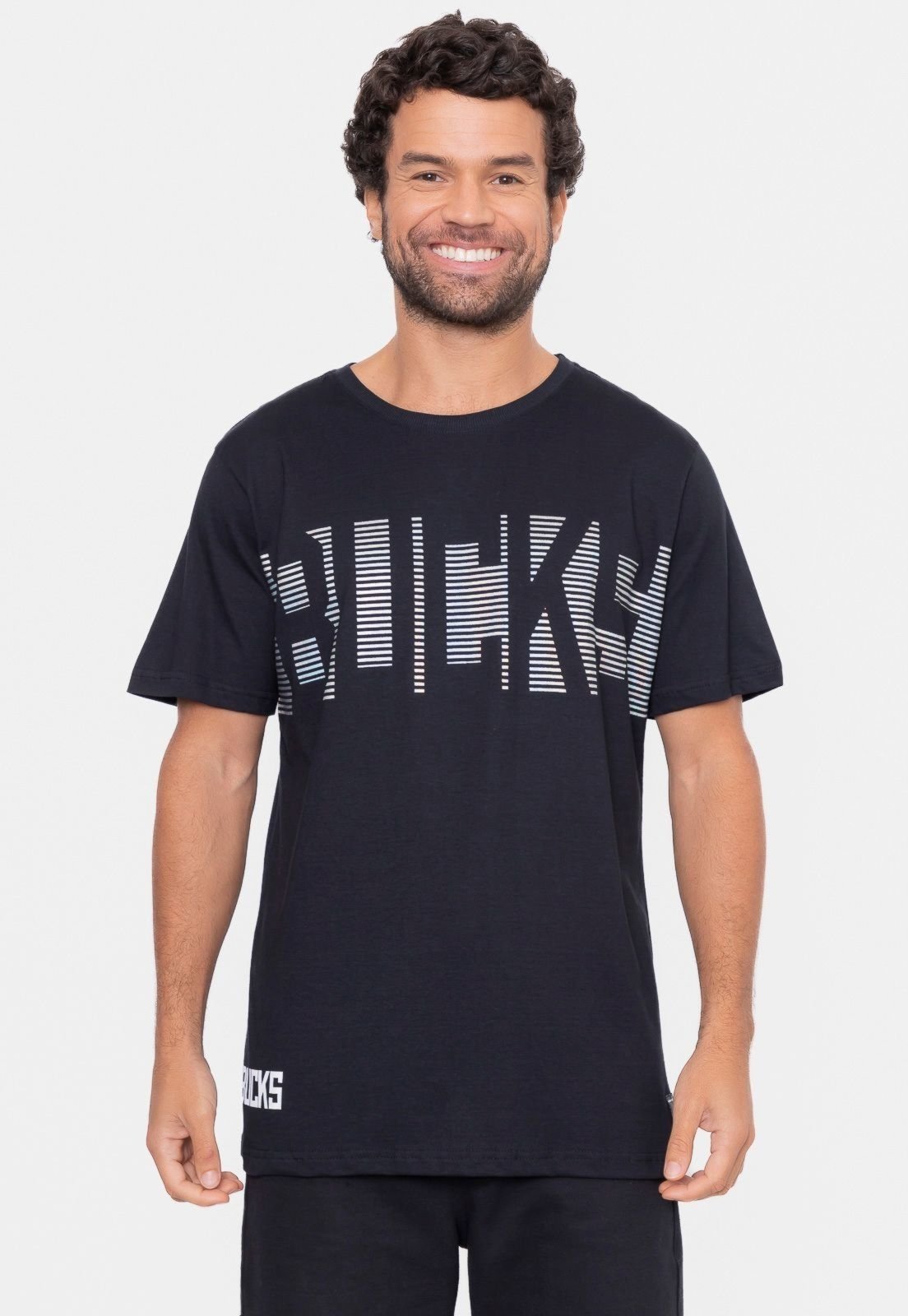 Camiseta NBA Eletric Lines Milwaukee Bucks Preta
