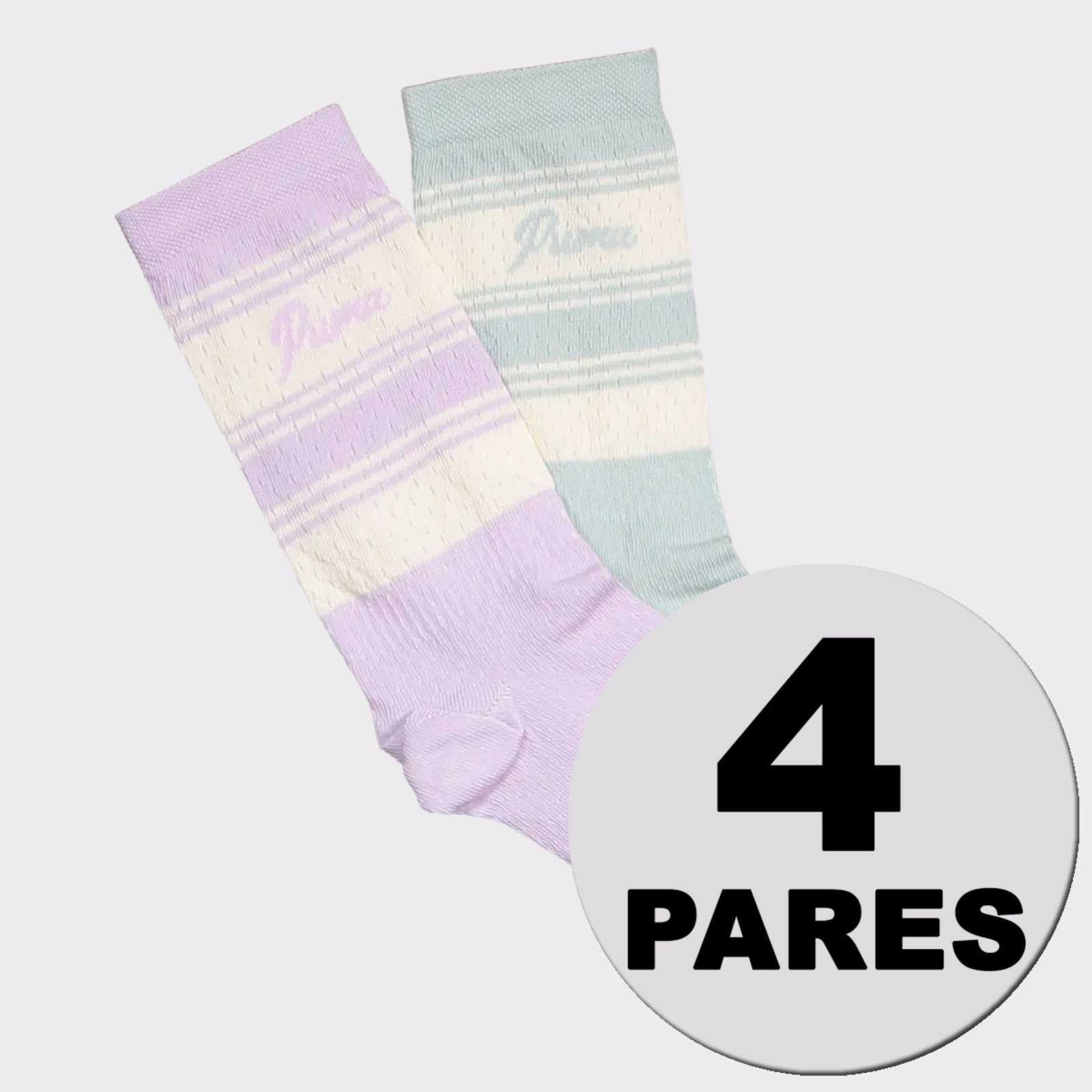 Kit Meias Puma Cano Longo 4 Pares Feminina Lilás e Verde