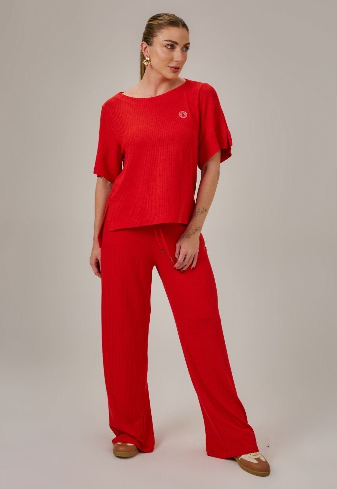 Conjunto de Calça e Blusa Solta Laranja