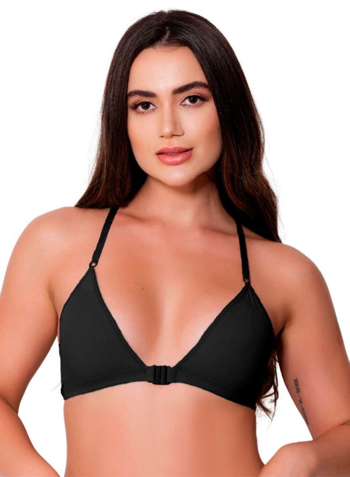 Sutiã Nadador Gabi Lingerie Microfibra Sem Bojo Confortável Alças Reguláveis Dia a Dia Elegante Preto