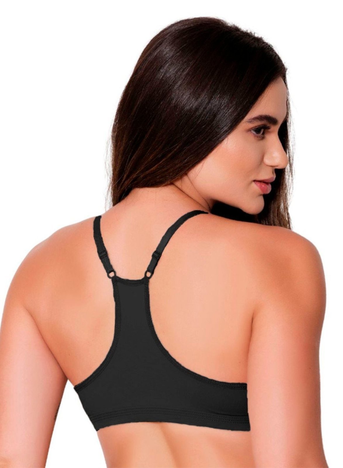 Vista 3 Sutiã Nadador Gabi Lingerie Microfibra Sem Bojo Confortável Alças Reguláveis Dia a Dia Elegante branco/incolor Gabi Lingerie branco/incolor