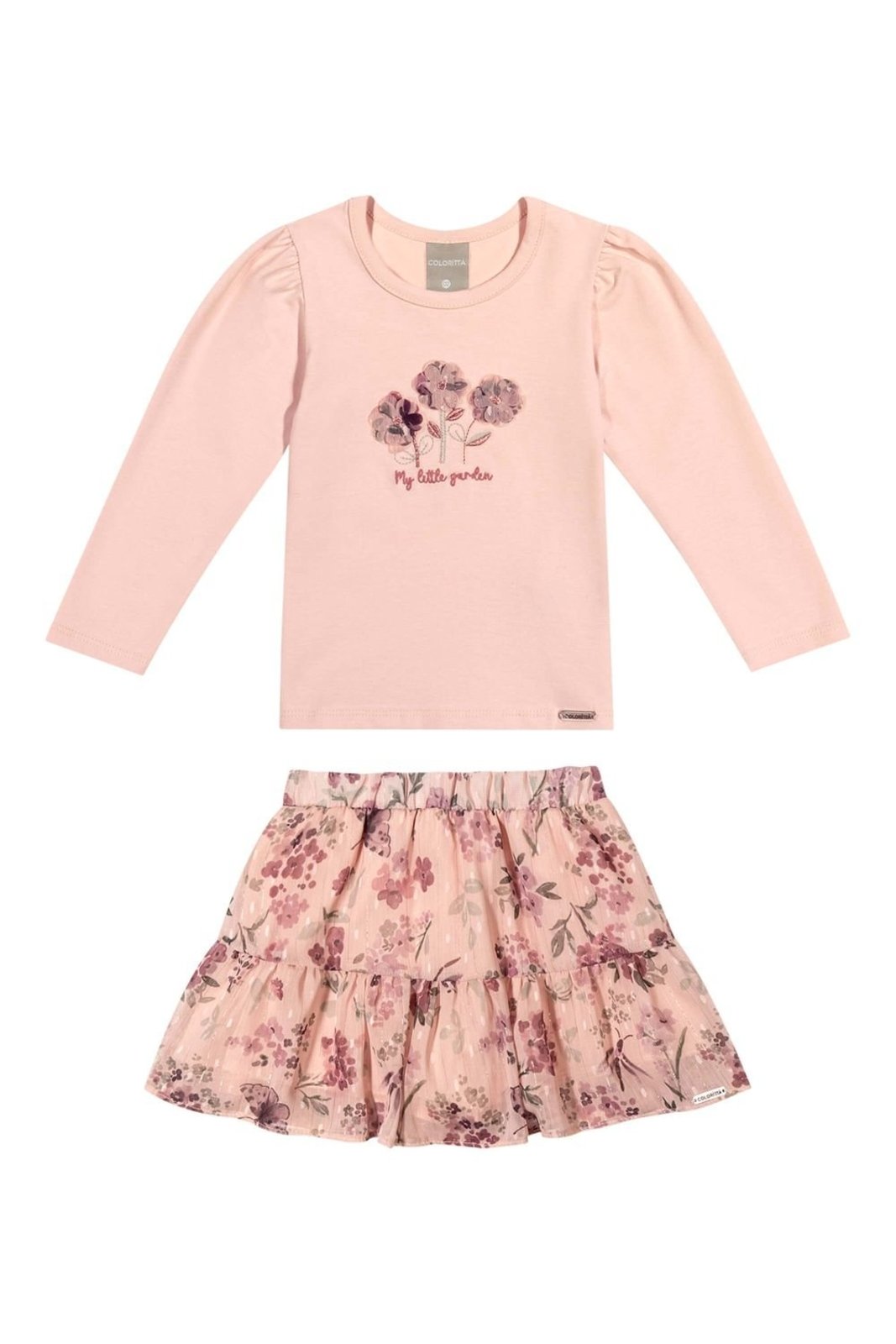 Infantil - Conjunto Menina Floral Bordado Colorittá Rosa