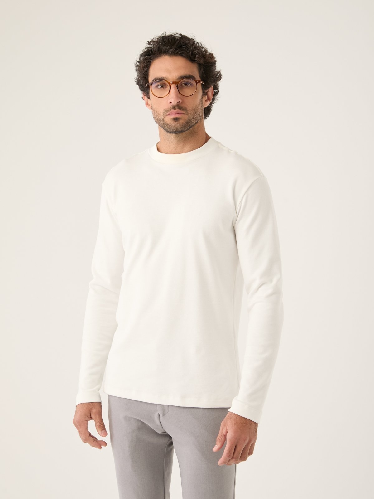 Camiseta Premium Gola Alta ML Branco