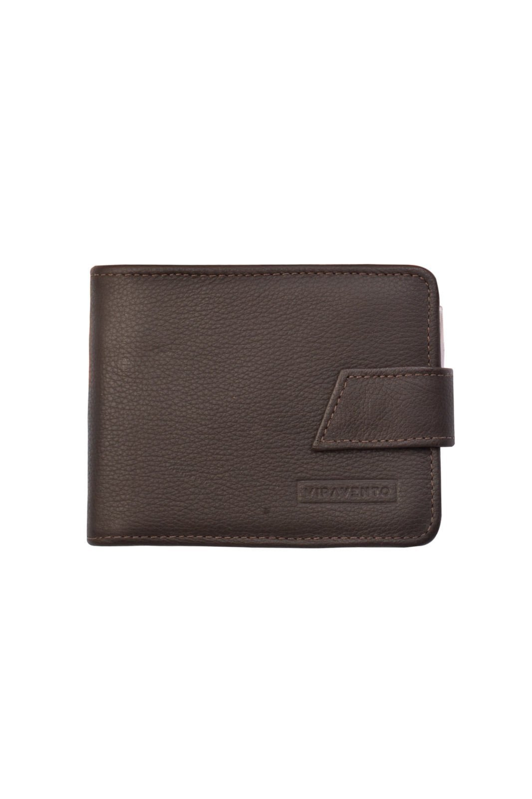Carteira masculina de couro floater com botão Dylan 9,5x11,5cm - Café