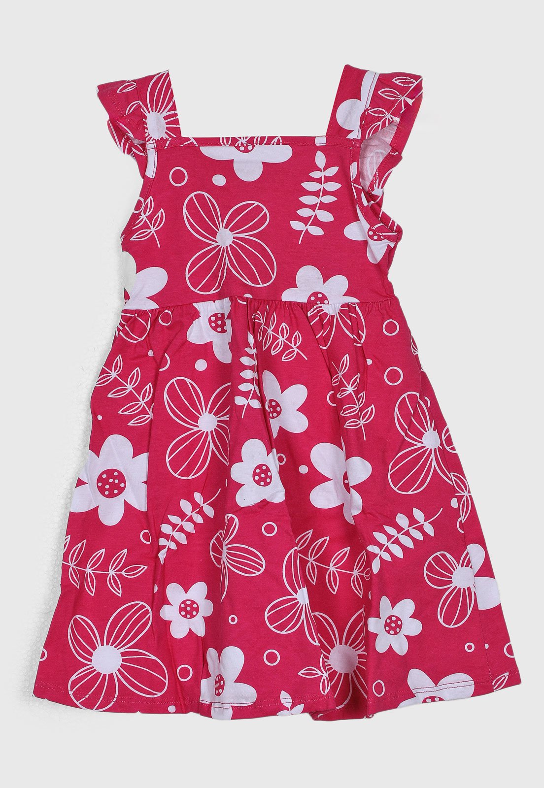 Vestido Kyly Babado Floral Rosa