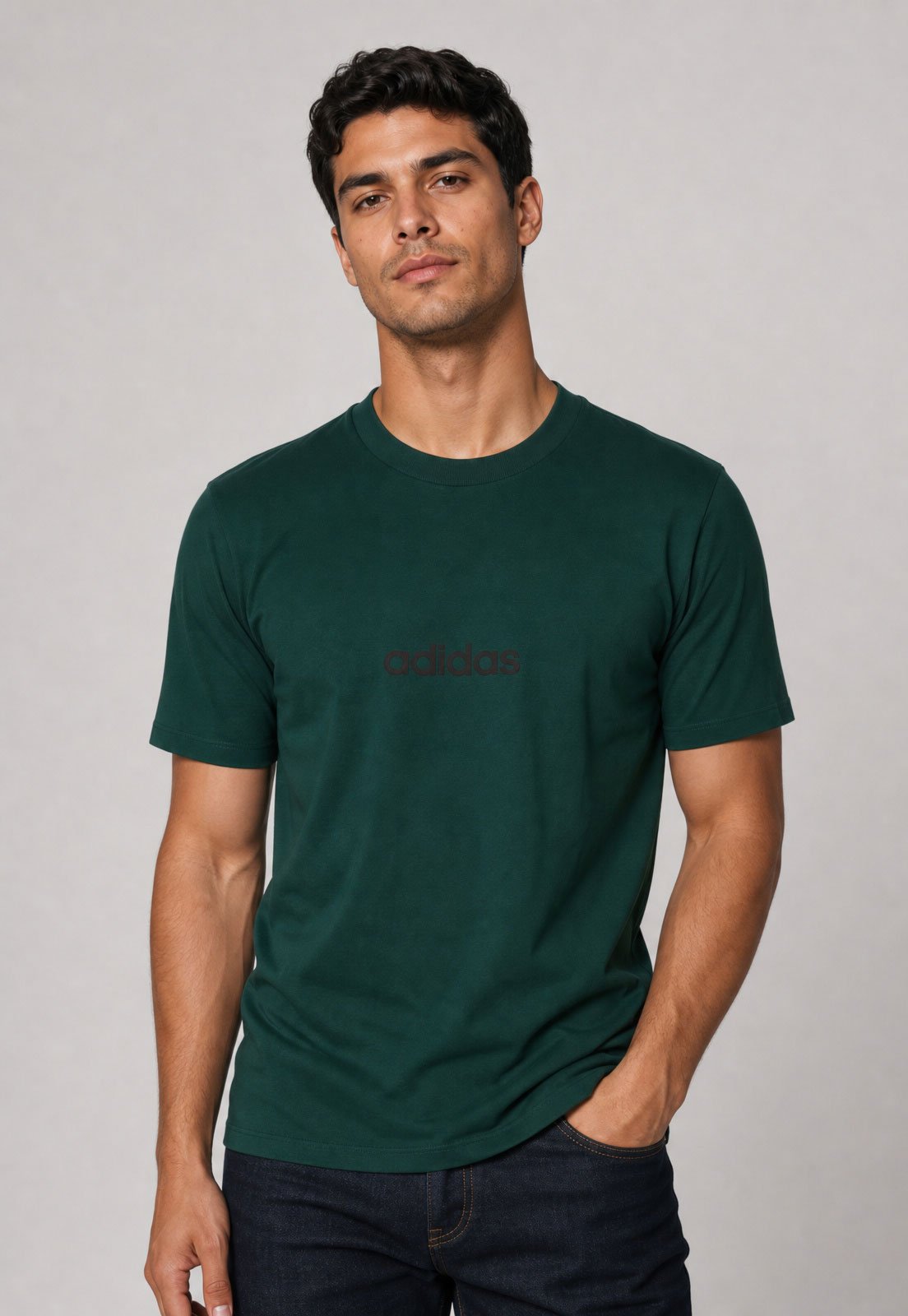 Camiseta Masculina adidas Sportswear Logo Linear Verde escuro