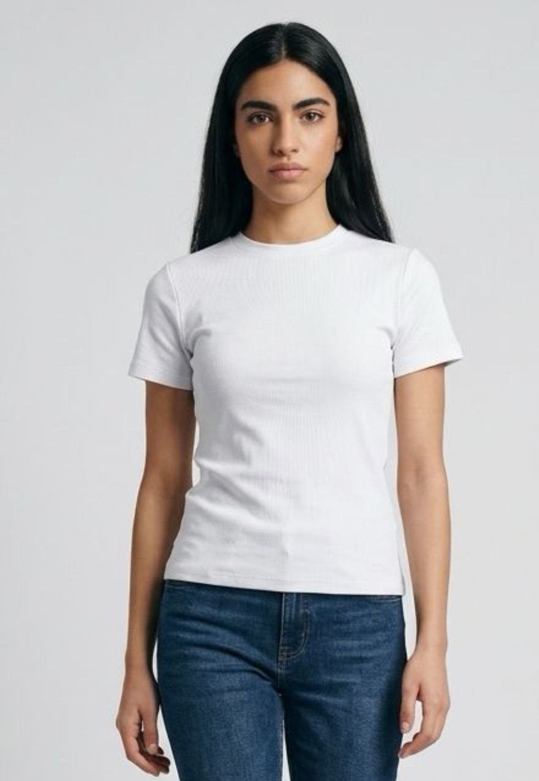 Camiseta Feminina 77VS Levosch Gola Fechada Algodão Premium Branco