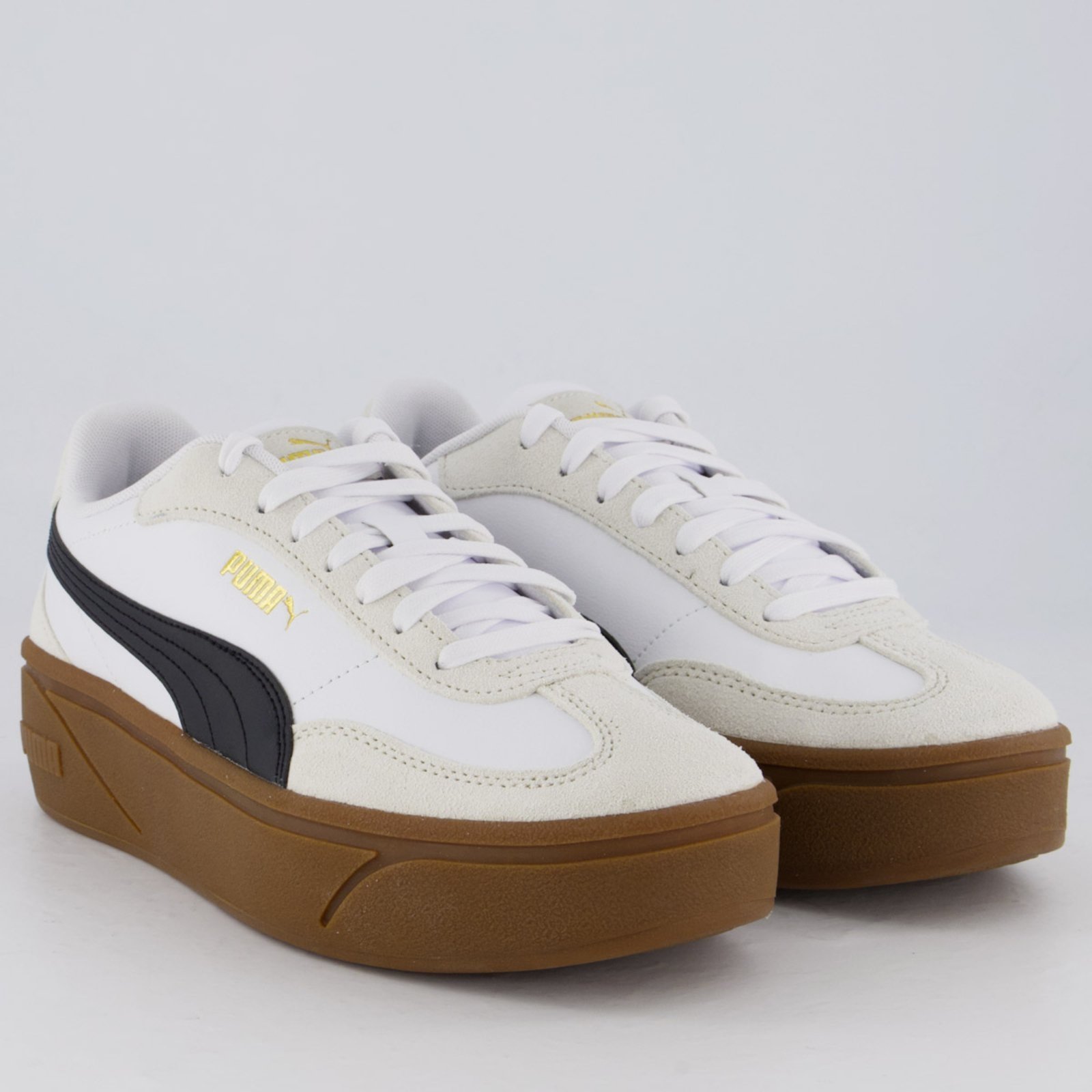 Vista 3 Tênis Puma Club II Era Plataforma Feminino e Cinza branco Puma branco