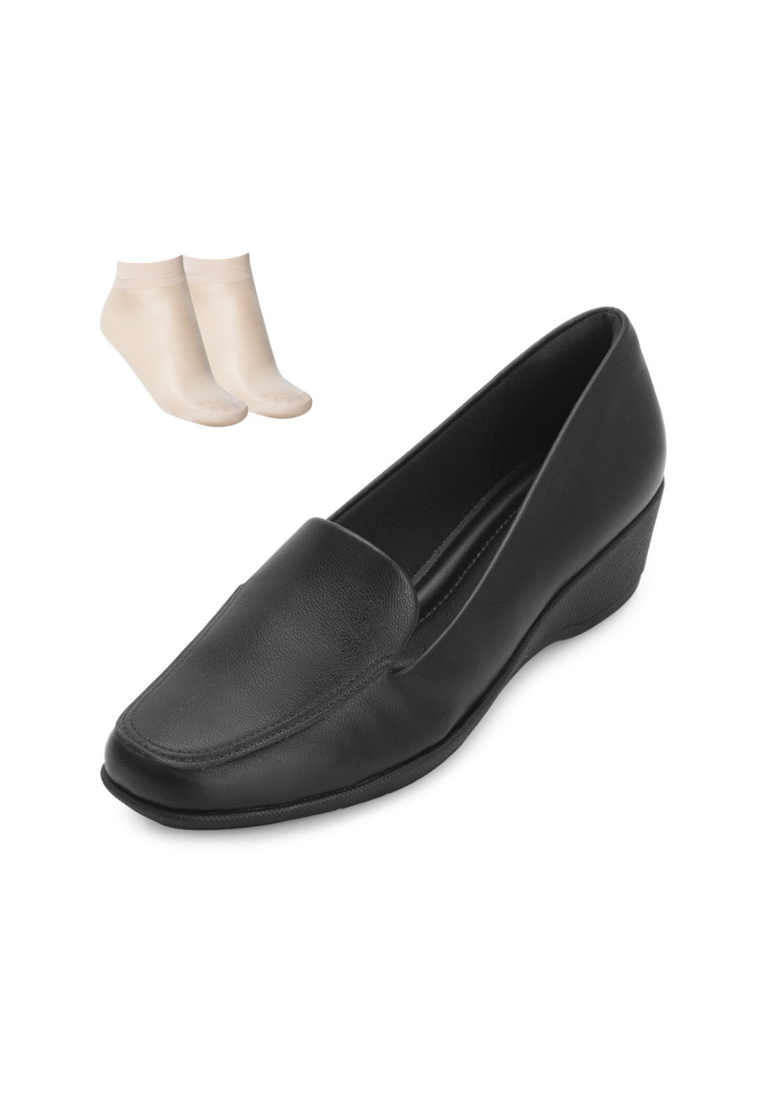 Vista 2 Sapato Anabela Piccadilly e Meia PD25-14313 preto Piccadilly preto