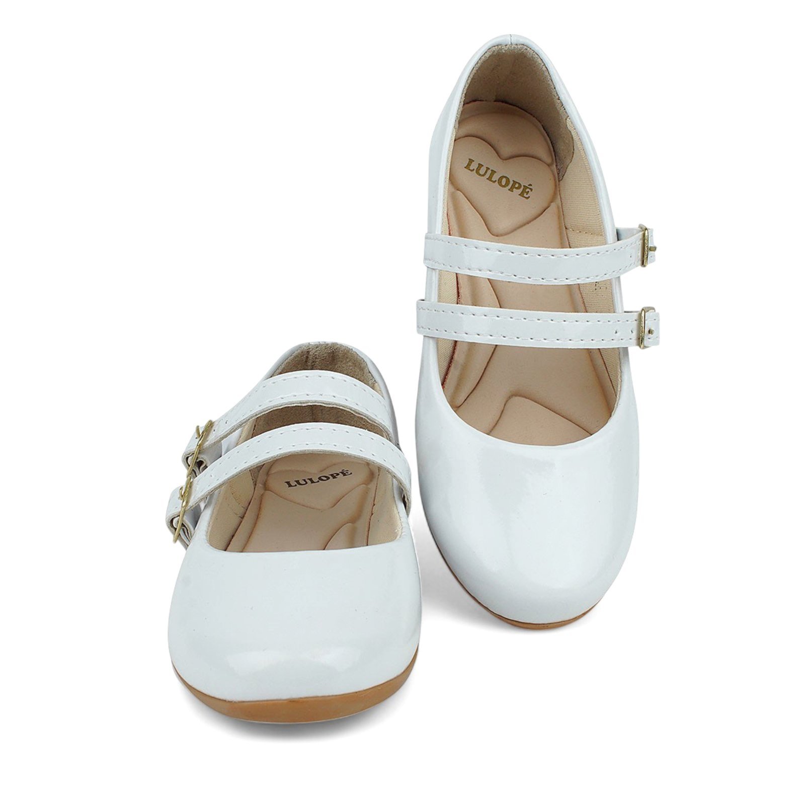 Vista 3 Infantil - Sapatilha Branca Feminina Menina Duas Fivelas Elegante Lulopé branco Lulope branco