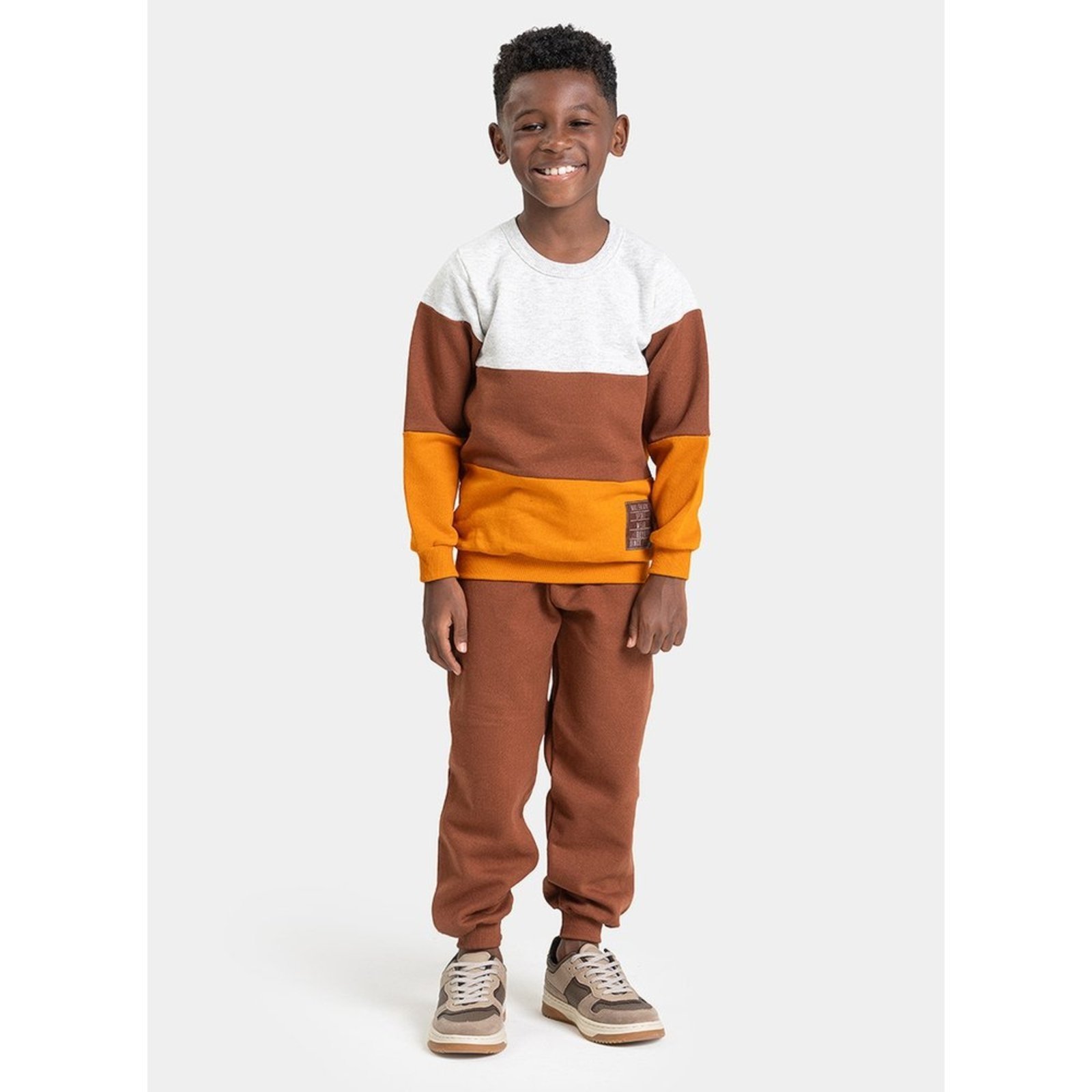 Infantil - Conjunto Inverno Menino Mescla Blusão com Recortes e Calça em Moletom Style MLK