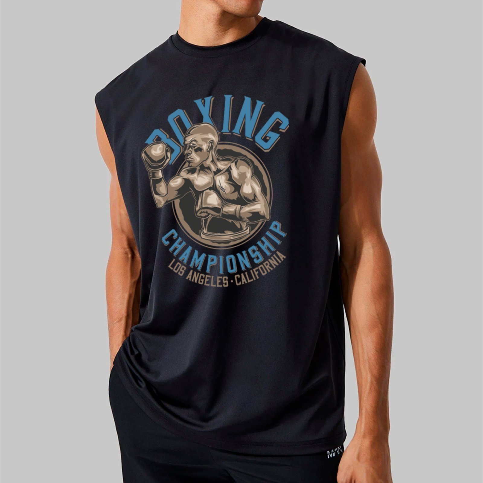 Camiseta Regata Machão Ousy Boxing Championship Califórnia Oversized Masculina Preto
