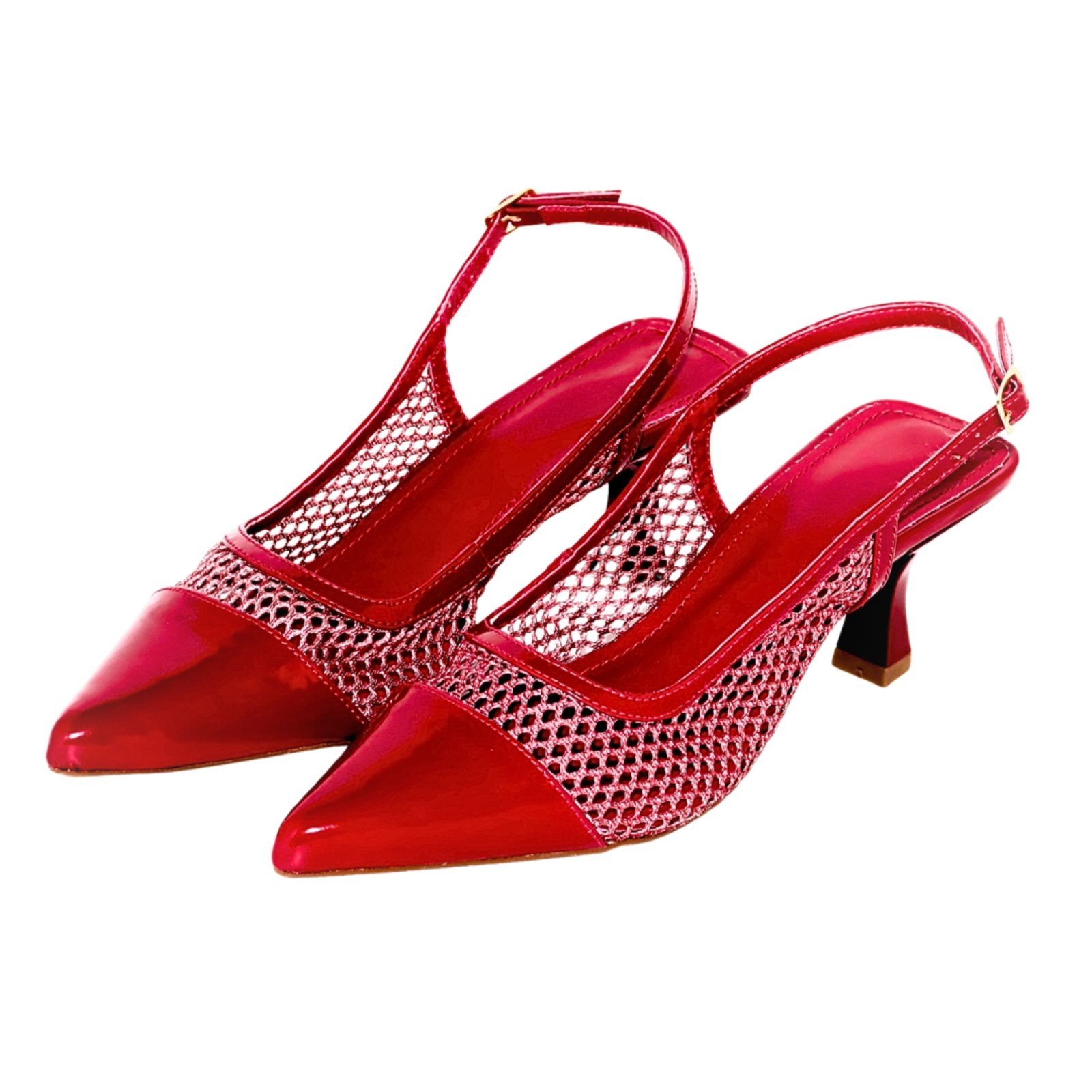 Scarpin Slingback Vermelho com Tela 5600