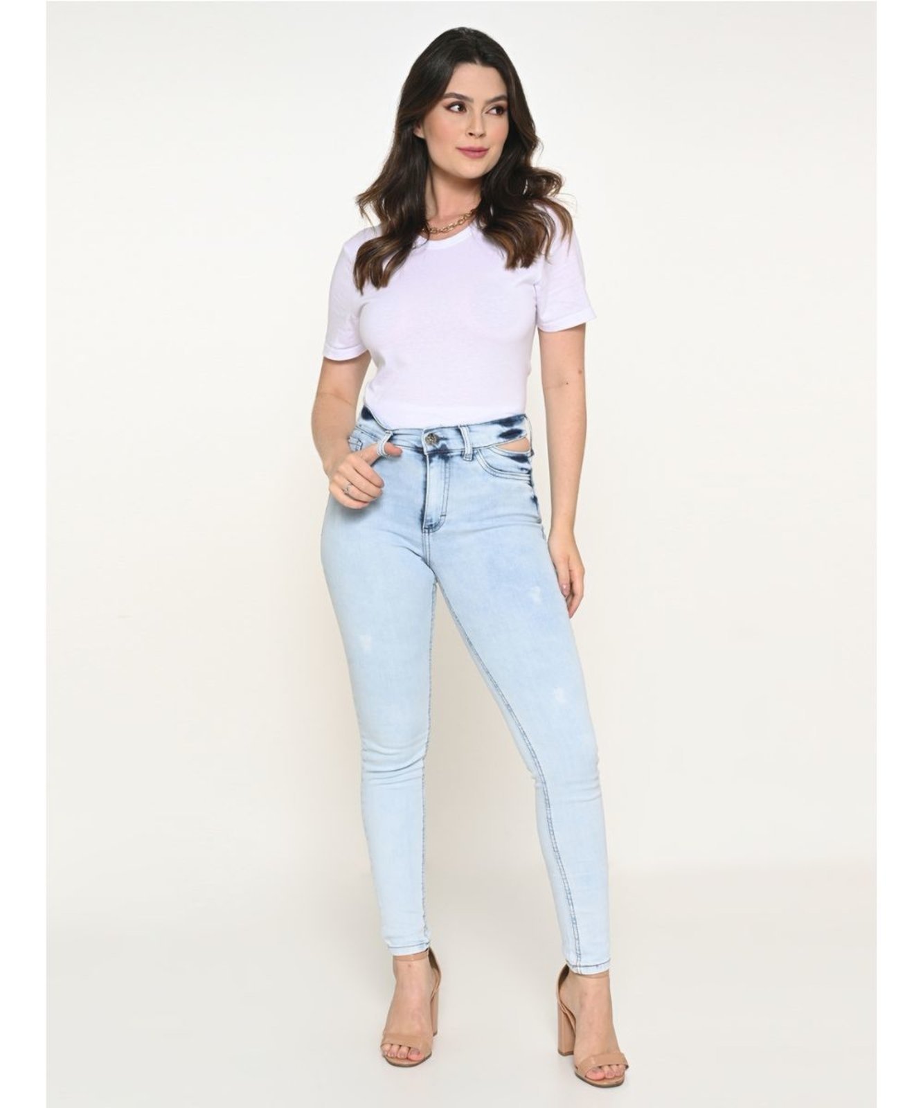 Calça Feminina Jeans Skinny Cut Out Razon Jeans