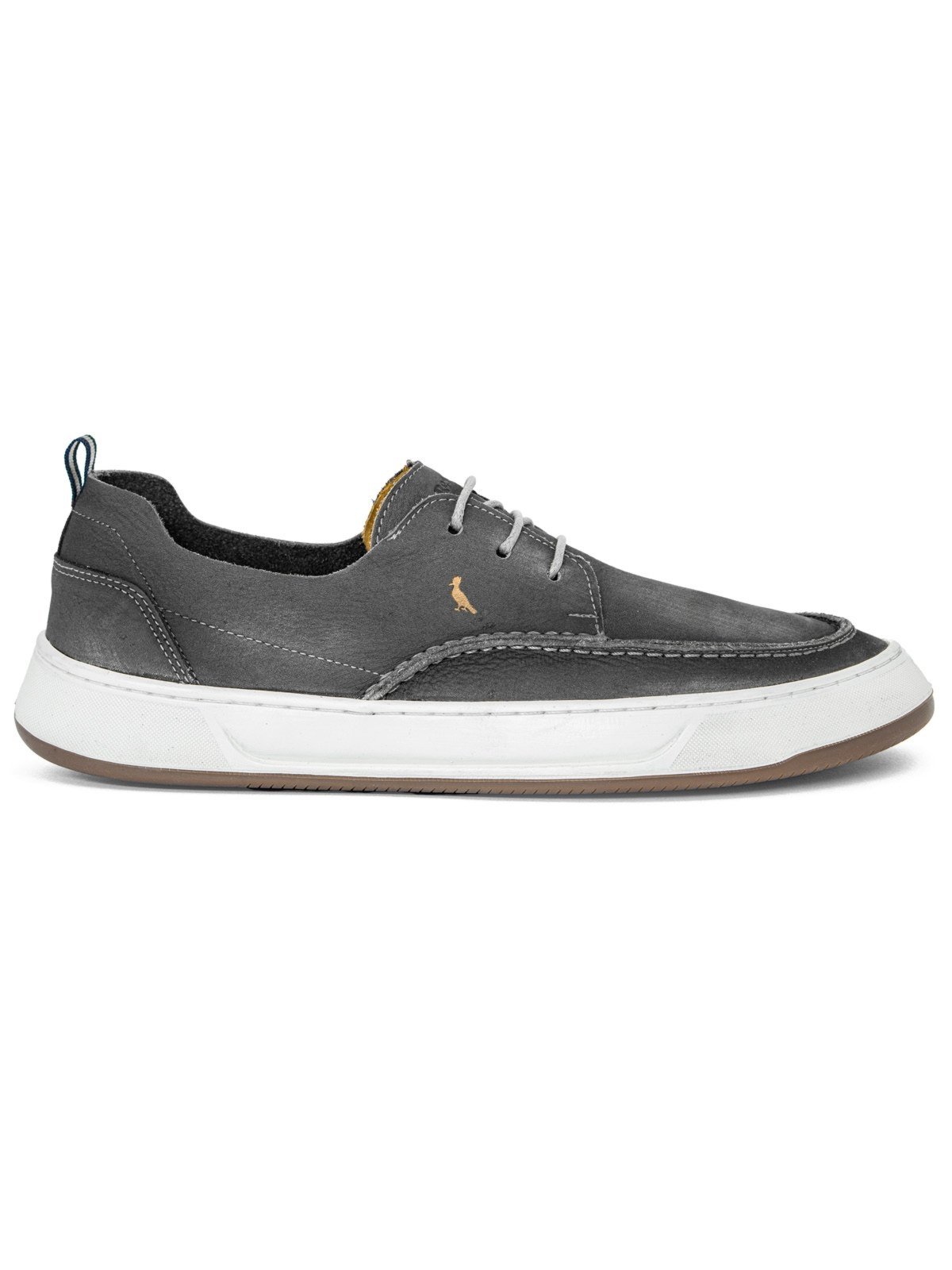 Tênis Masculino Reserva Go Hunter Couro Cadarço Urbano Macio Titanio Cinza
