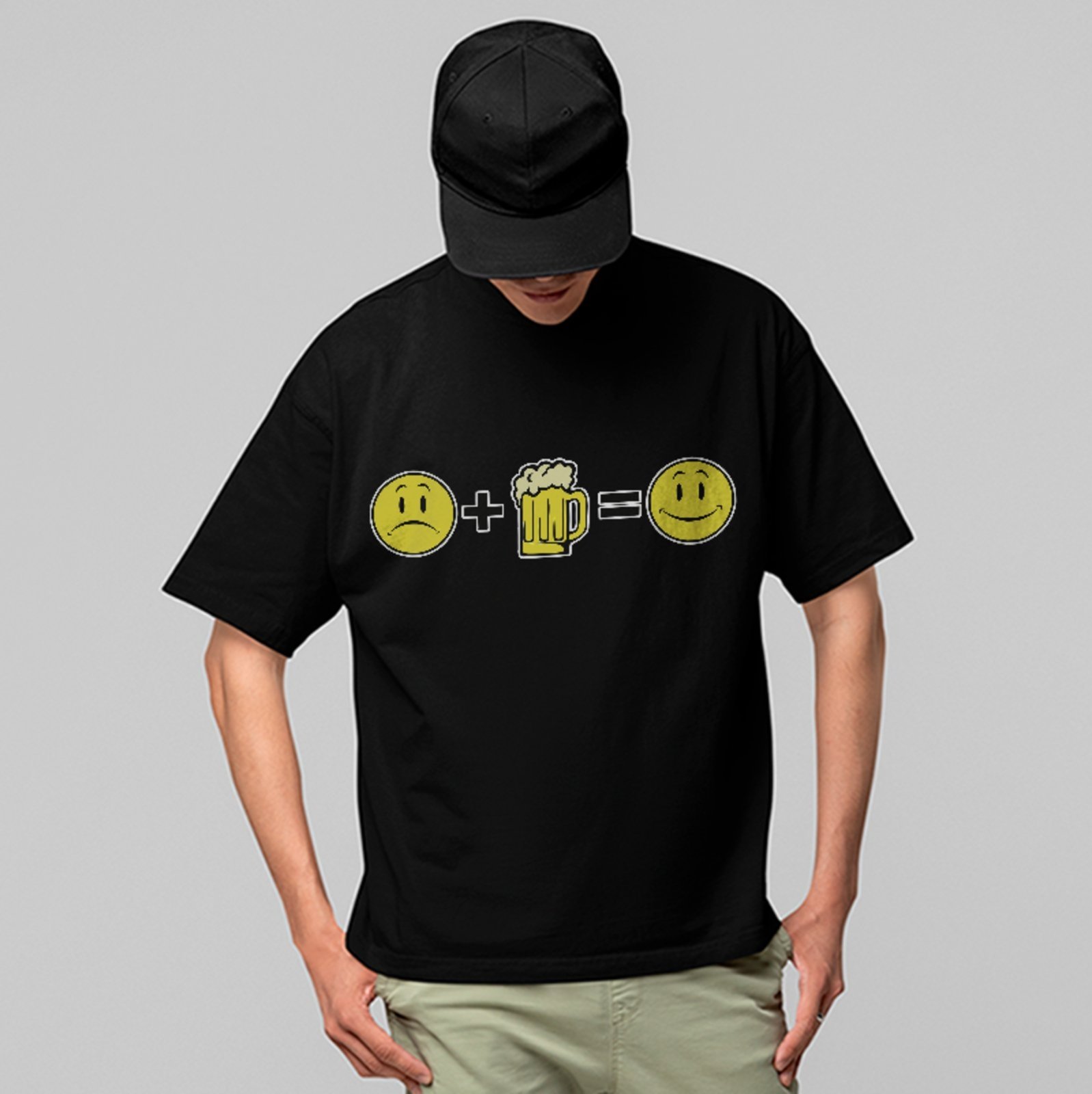Camiseta Oversized Cerveja Humor Meme Unissex Preto