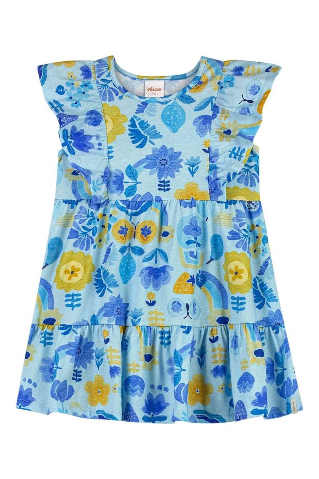 Infantil - Vestido Menina Aquarela Floral Elian Azul