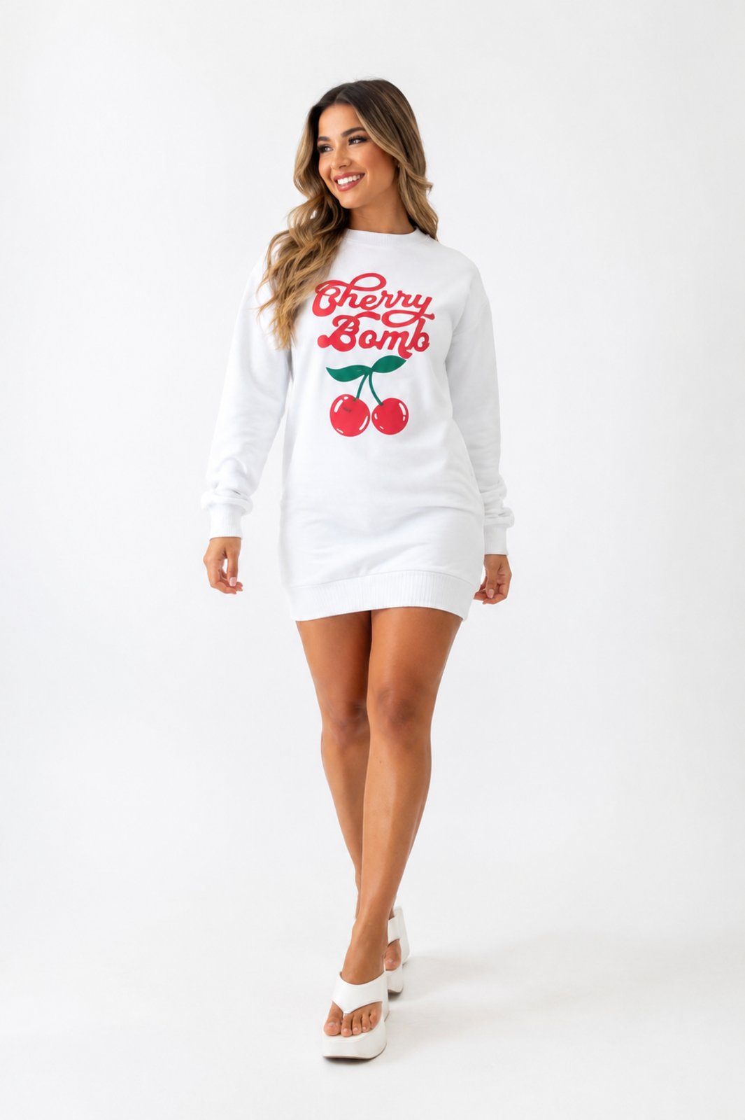 Vestido Feminino D Bell Outlet Fashion Moletom Branco