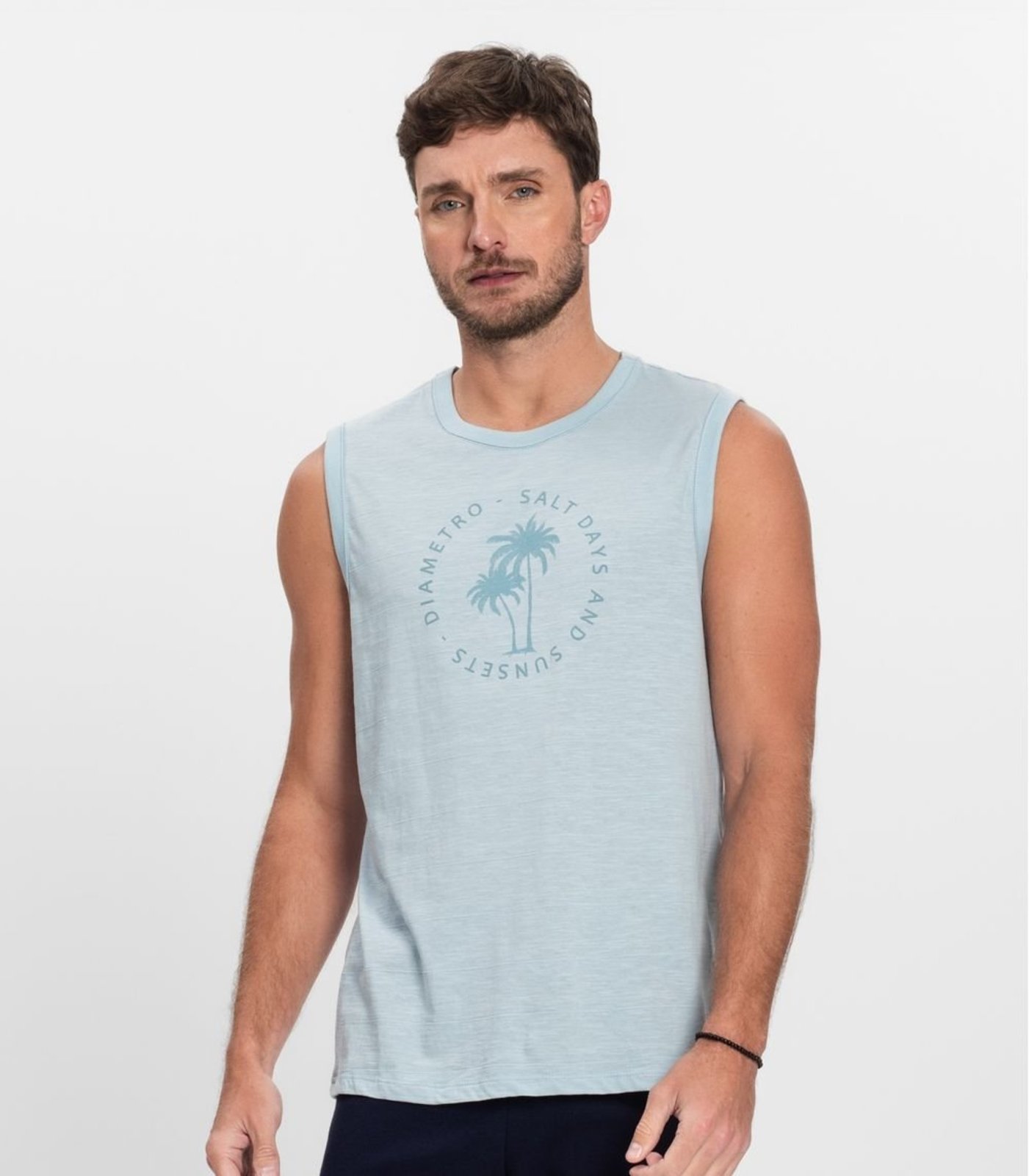 Vista 3 Regata Plus Masculina Malha Maquinetada Diametro azul Diametro azul