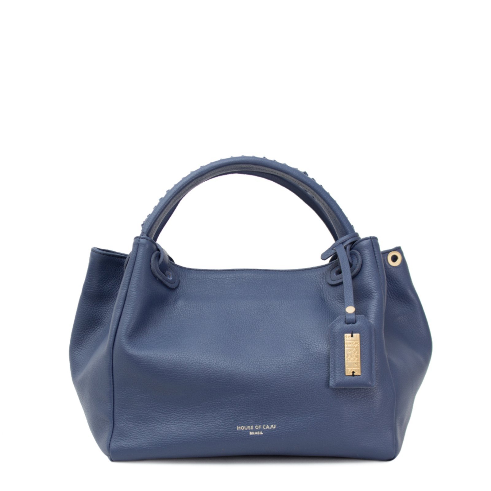 BOLSA FEMININA EM COURO ALÇA DE MÁO AZUL MARINHO “AMANDA MARTINS”””