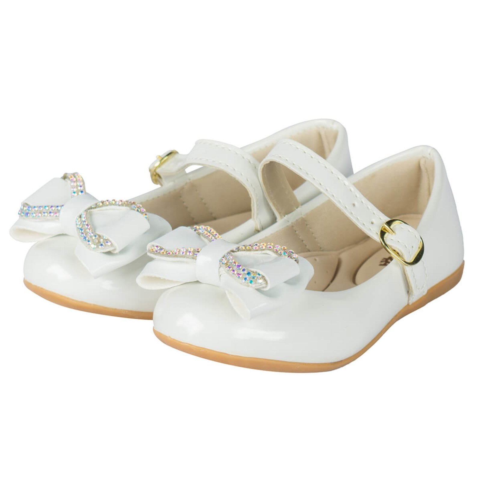 Infantil – Sapatilhas Bailarina Menina Branca Laço Strass 2020 Branco