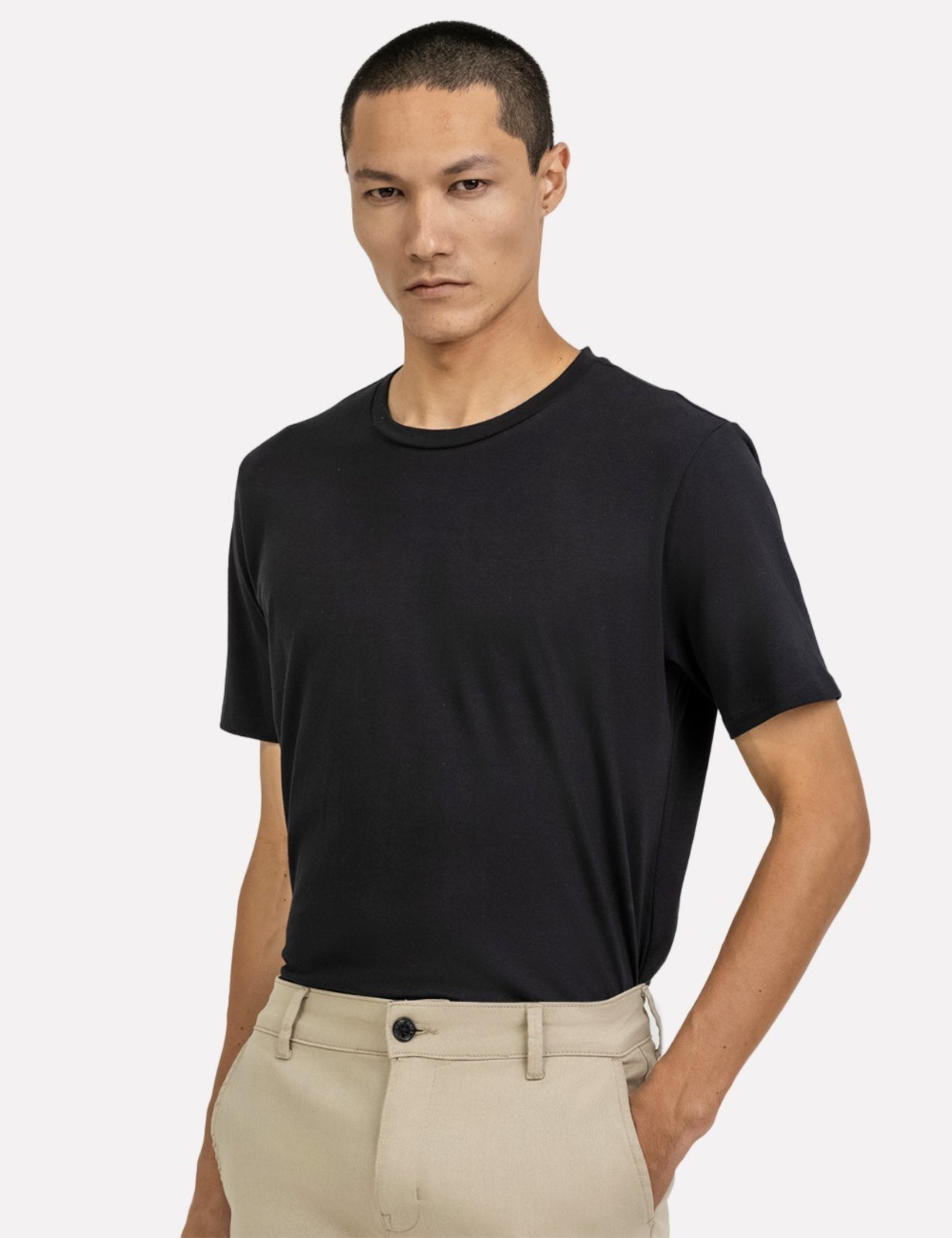 Camiseta K&J Black Masculina Regular Fio Egípcio Flex Preta