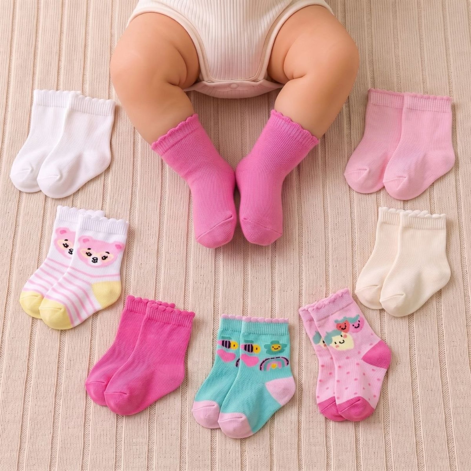 Infantil - Kit 7 Pares Meia Menina Recém Nascido Duck Todo Dia Em Algodão
