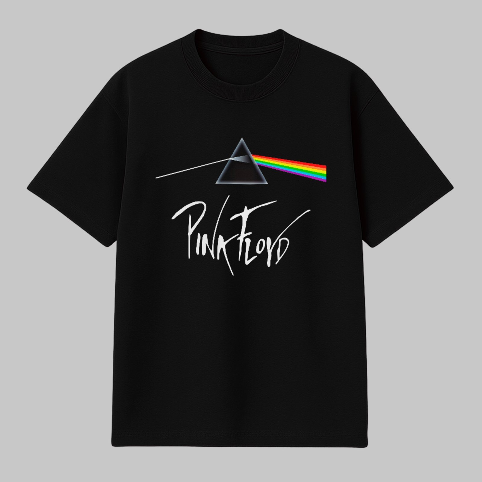 Camiseta Básica Pink Floyd Prisma Rainbow Rock Style Unissex Preto