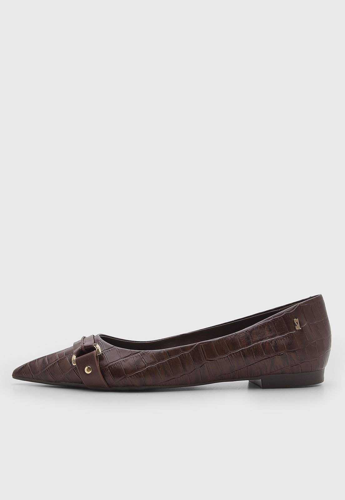 Sapatilha Feminina Santa Lolla Bico Fino Croco Marrom