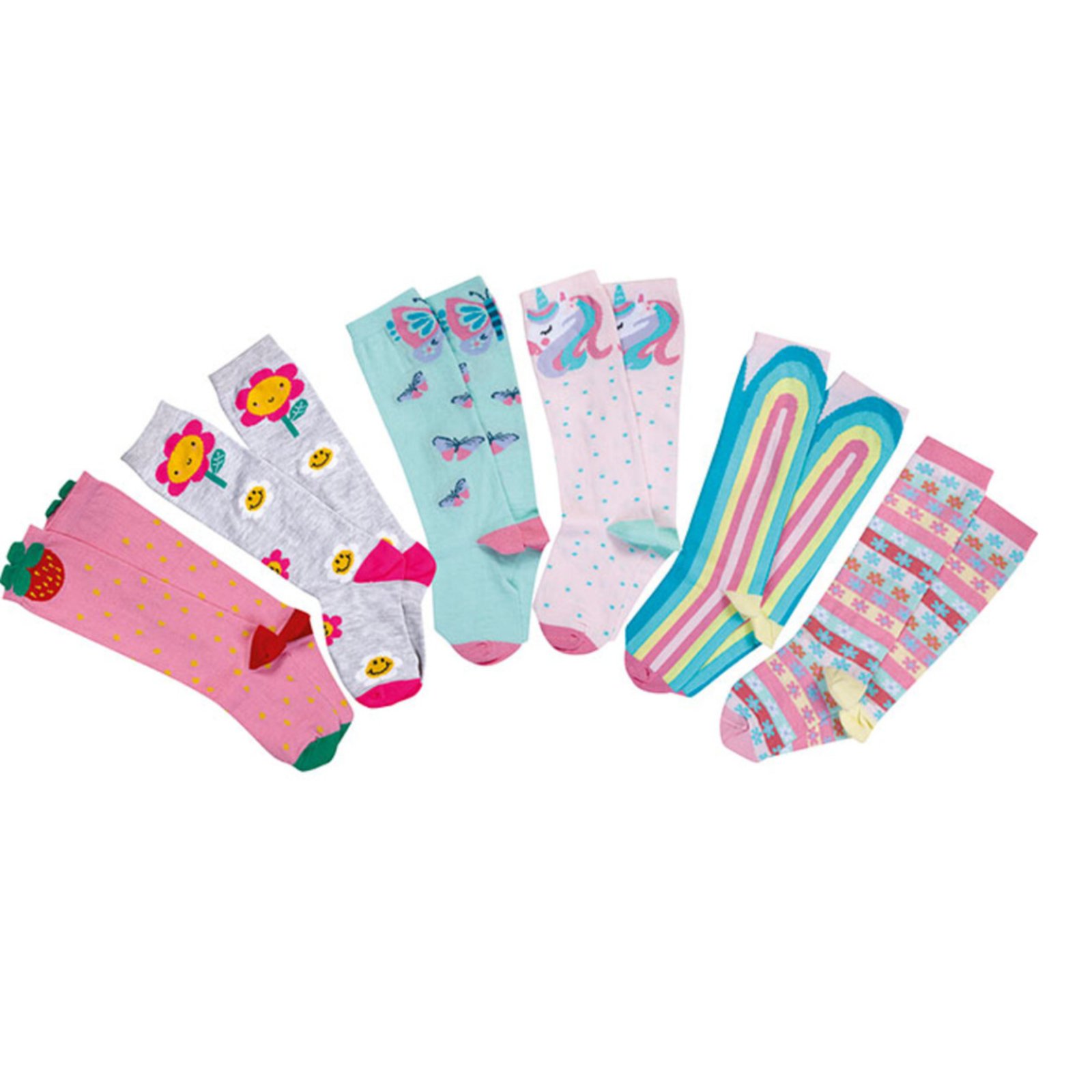 Kit de 6 meias para galochas com estampas sortidas para meninas Sortidas