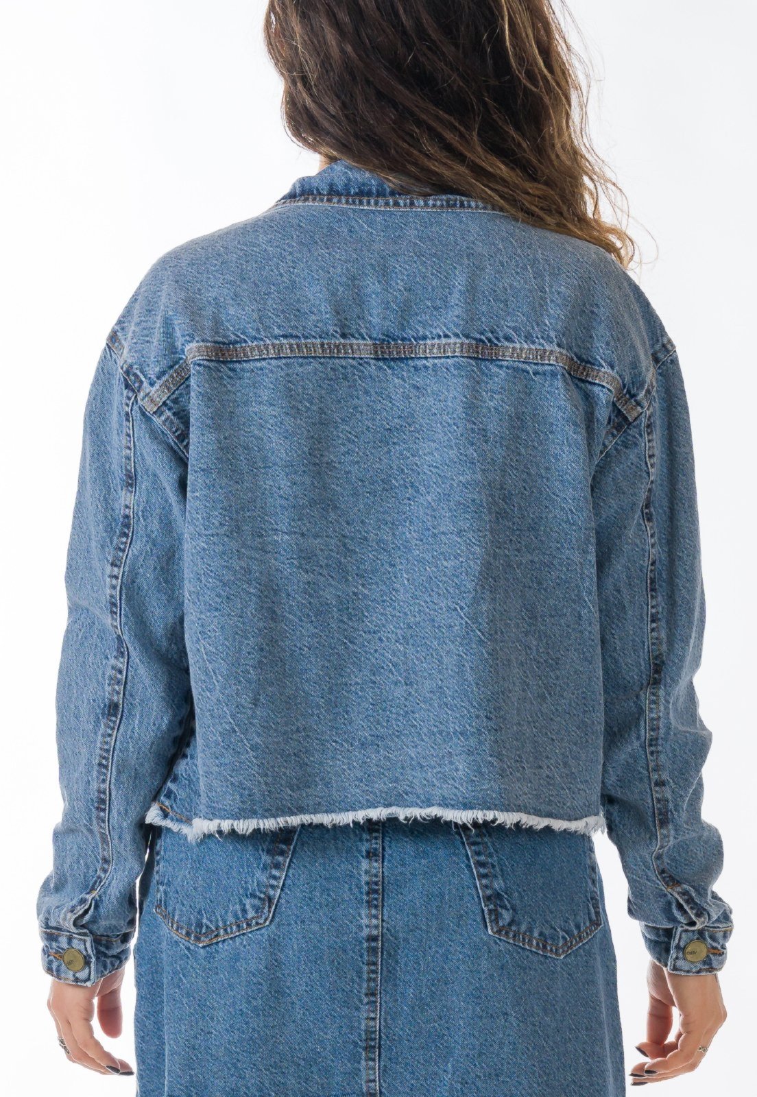 Jaqueta Aero Jeans Cropped Escura Jeans