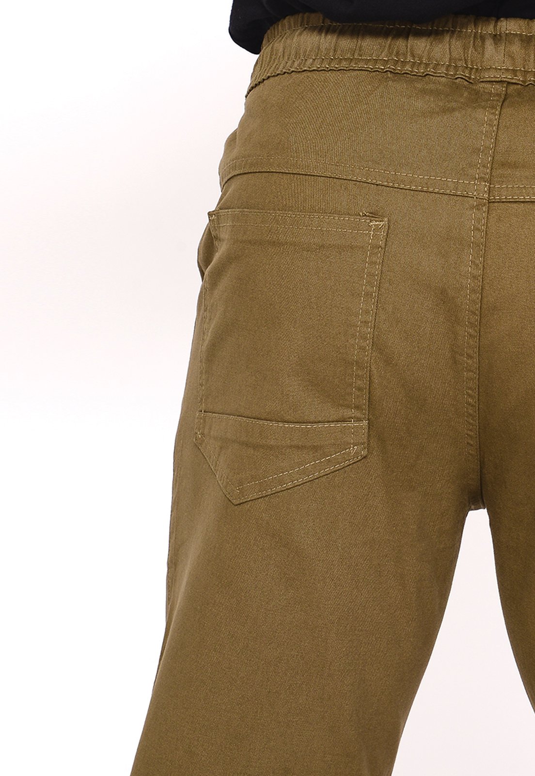 Vista 3 Bermuda Masculina Sarja Cós Elástico Casual Confortável Estilo Urbano Macaw marrom Macaw marrom