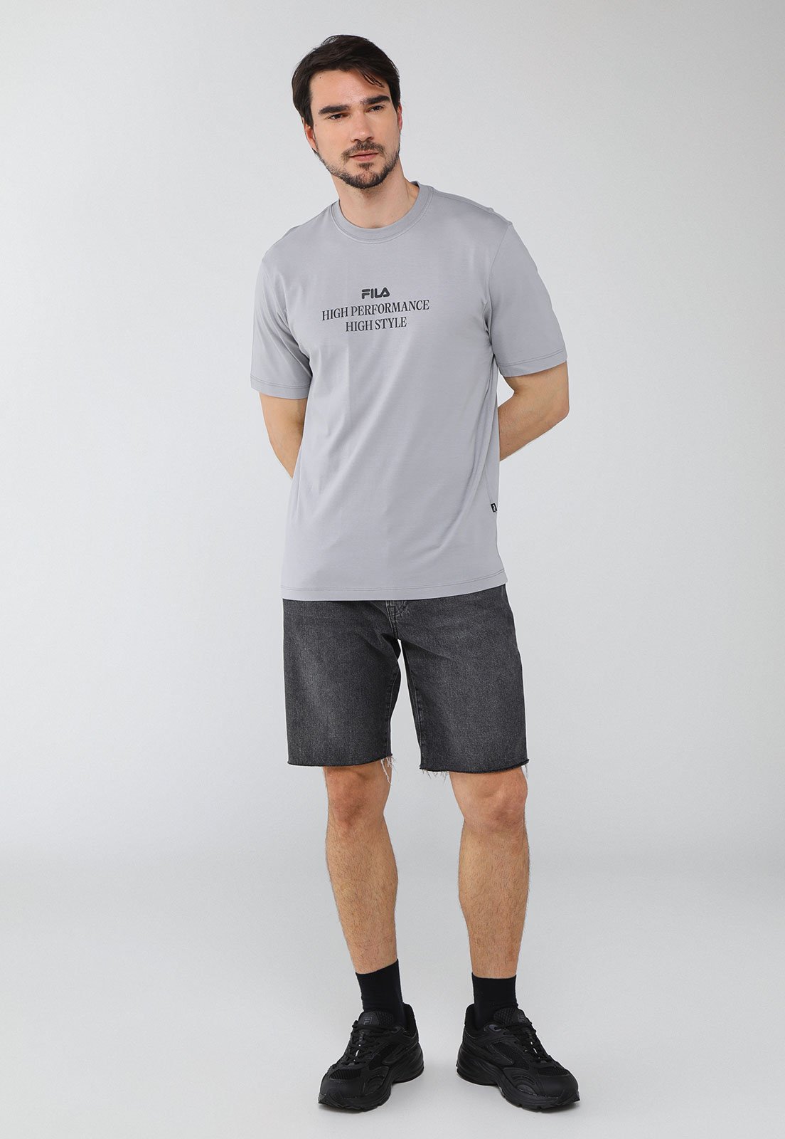 Vista 3 Camiseta Masculina Fila Comfort High Style cinza Fila cinza