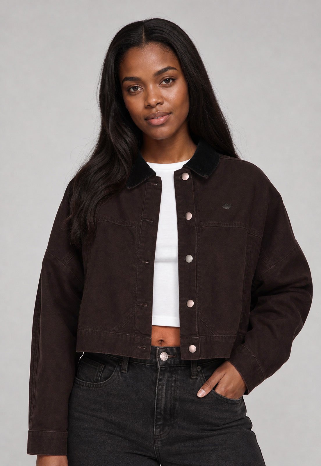 Jaqueta Feminina adidas Originals Cropped Marrom