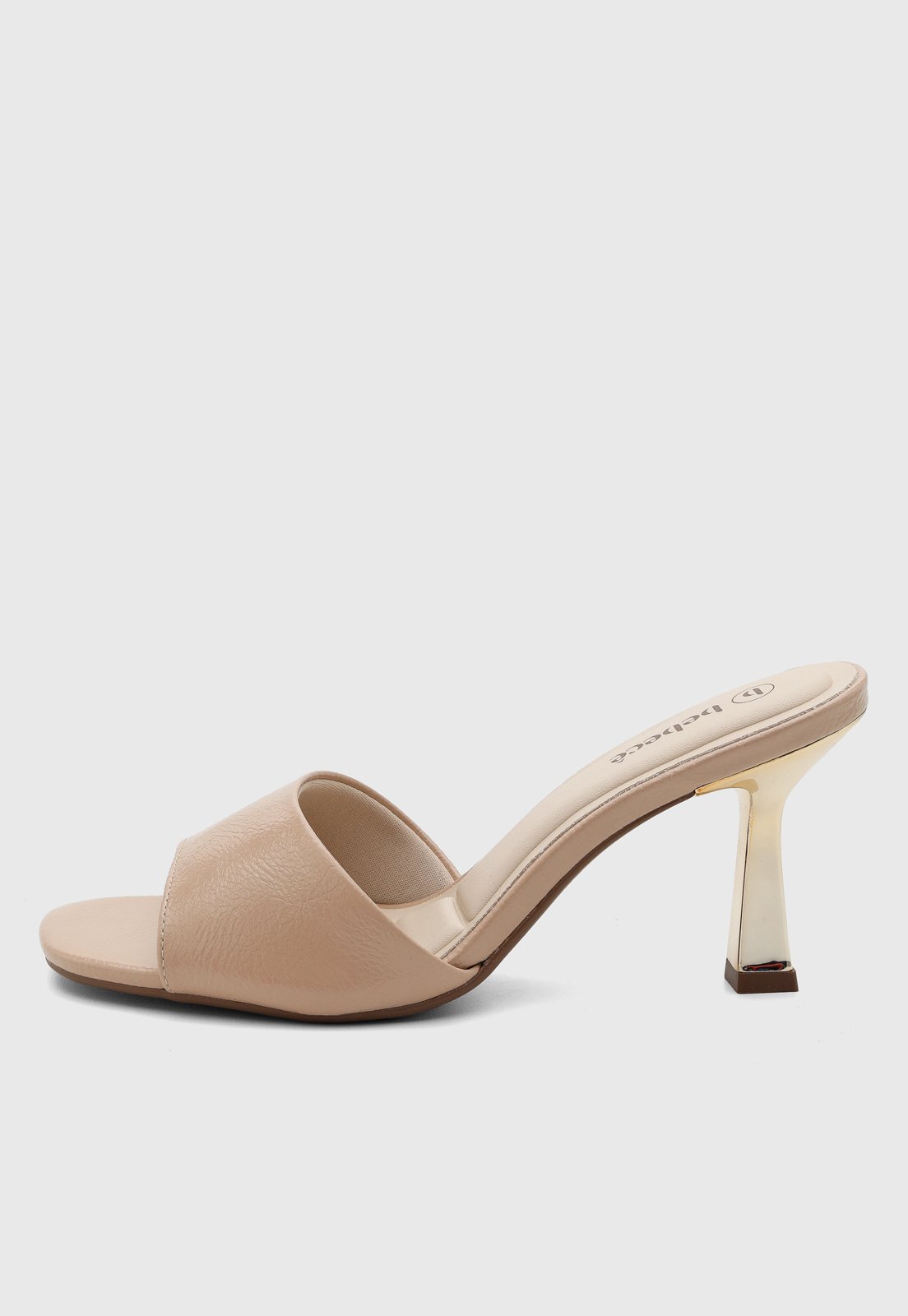 Sandália Feminina cê Salto Alto Minimalista Nude