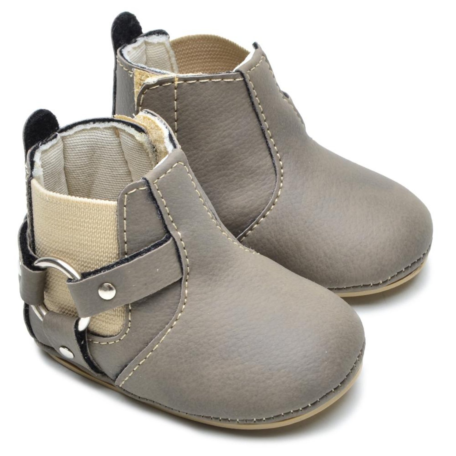 Infantil - Botinha Masculina Country Calce Fácil Conforto Amarelo 14 Cinza