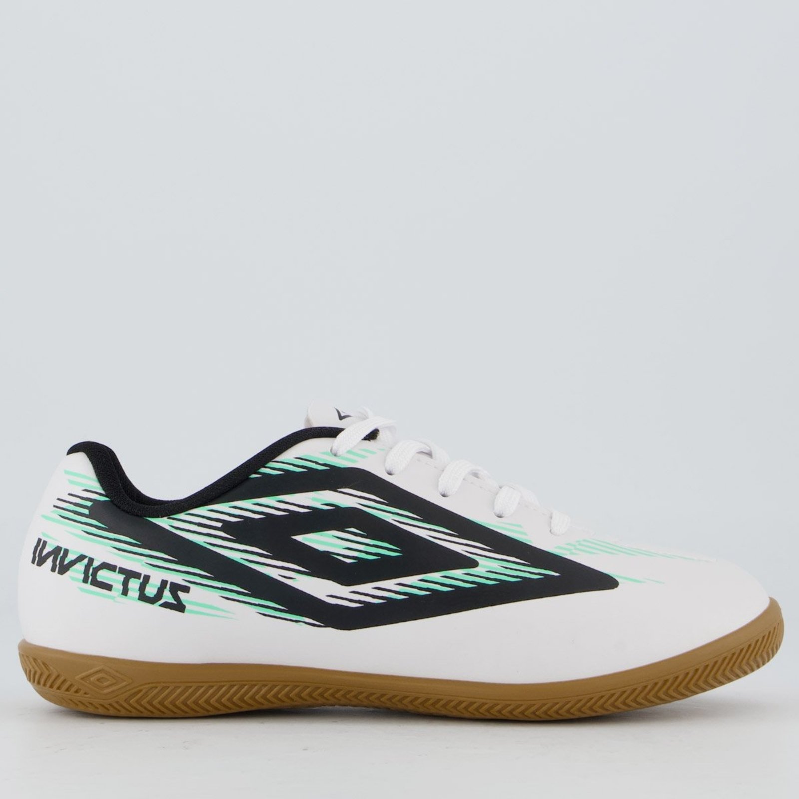 Chuteira Umbro Invictus Futsal Juvenil Branca e Verde
