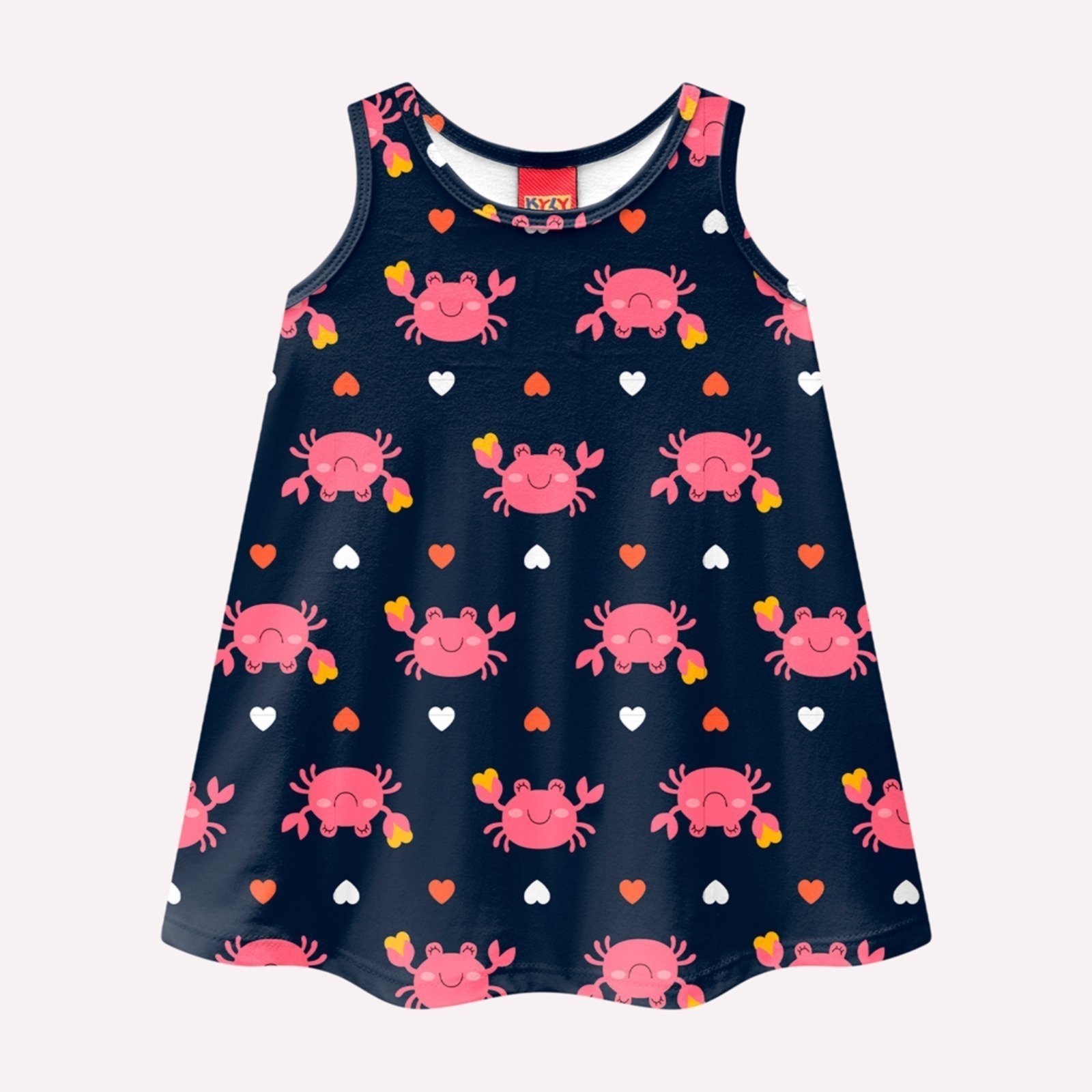 Vista 2 Infantil - Vestido Menina Carangueijos Kyly azul marinho Kyly azul marinho