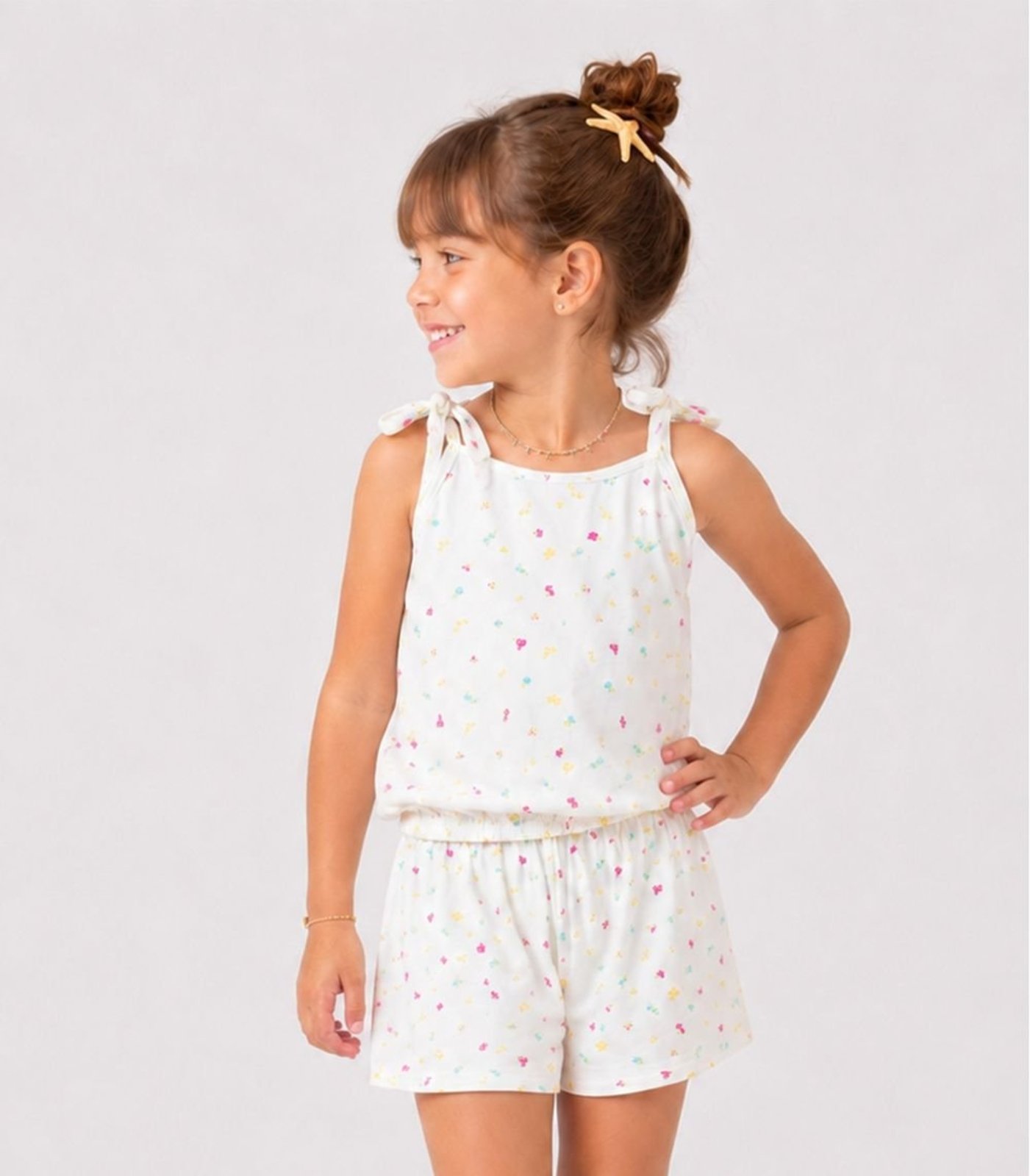 Infantil - Conjunto Blusa de Alça e Short Select Branco