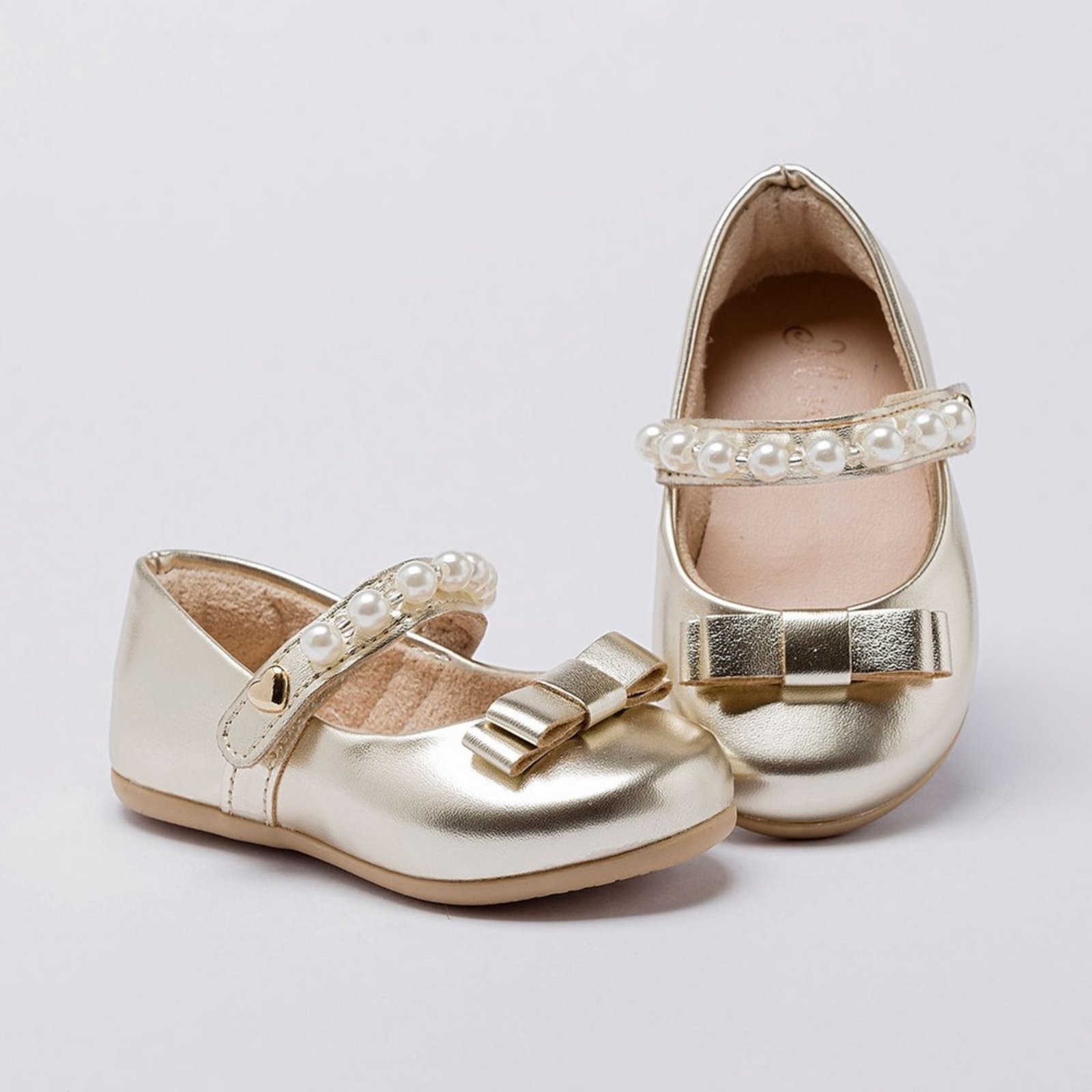Vista 3 Infantil - Sapatilha Menina Pequito Laço Pérola Festa branco Pequito branco