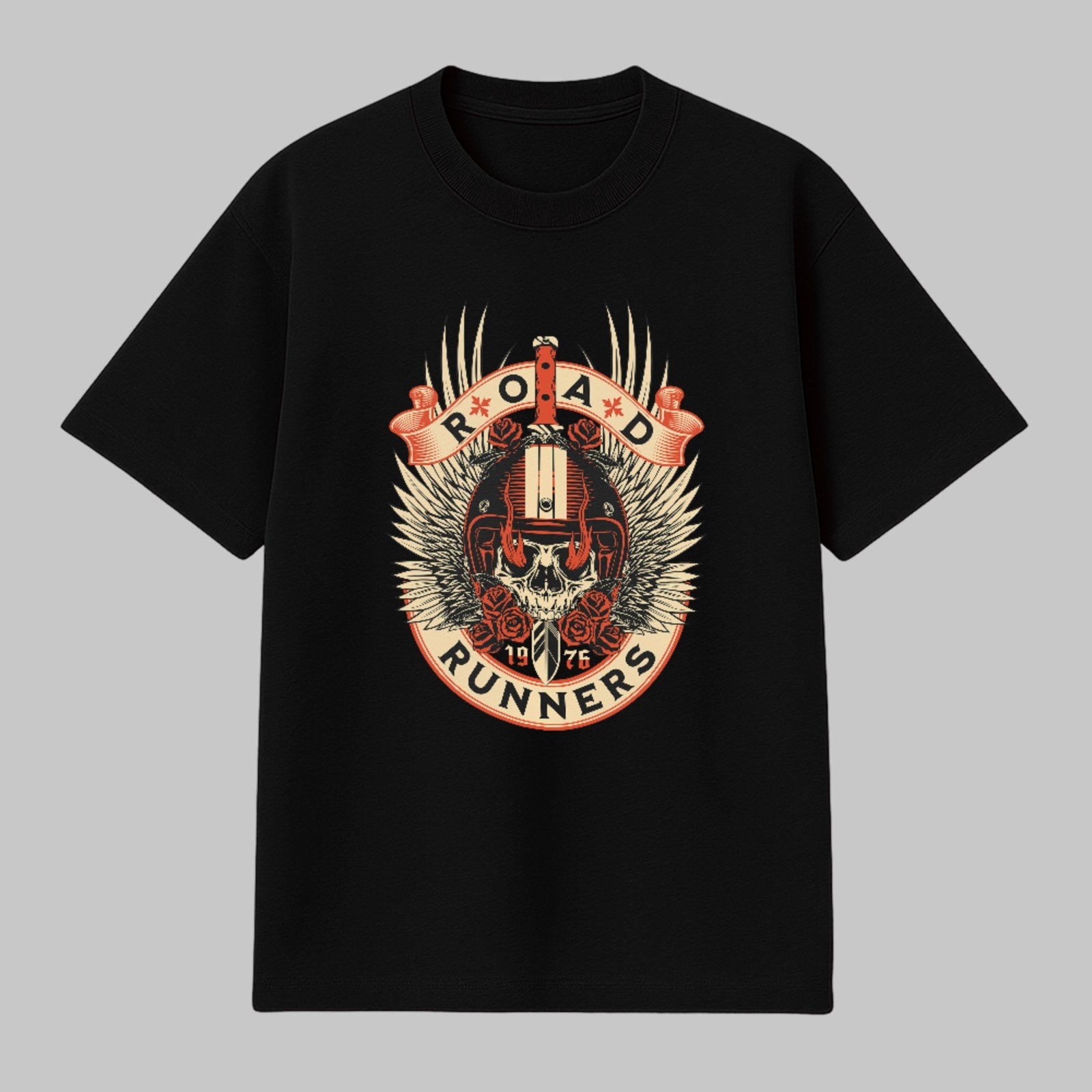 Camiseta Básica Road Runners Motorcycle Vintage Unissex Preto
