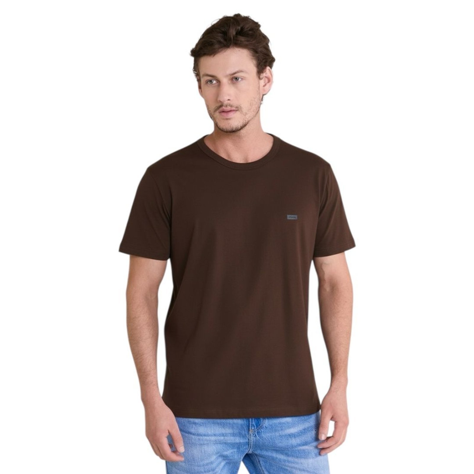 Camiseta Masculina New Slim Básica Forum Marrom Roccia