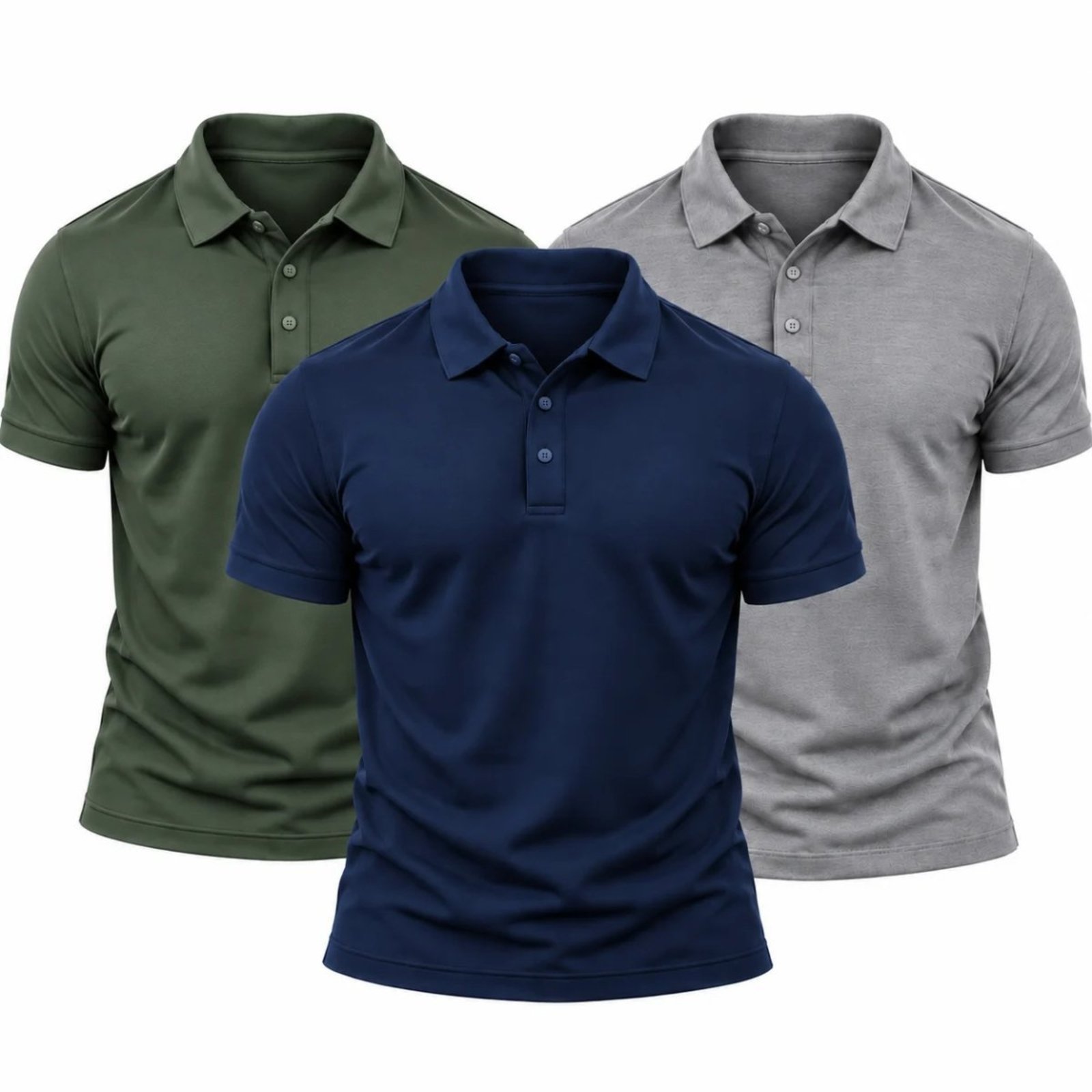 Kit 3 Camisas Polo Poliamida Masculina Básica Premium Colorido