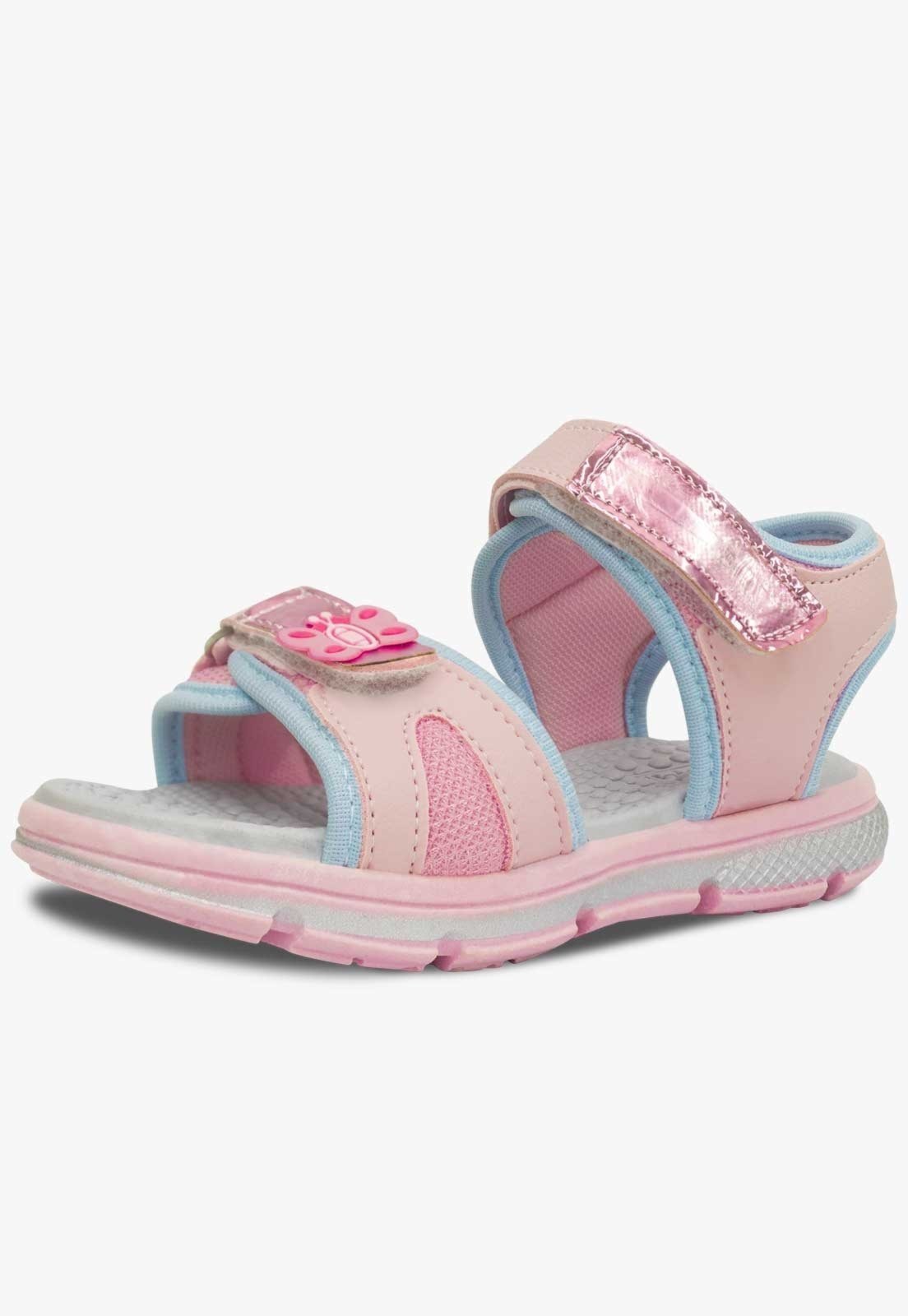 Infantil – Sandalia Papete Menina Pópidi Calce Facil Borboleta Rosa